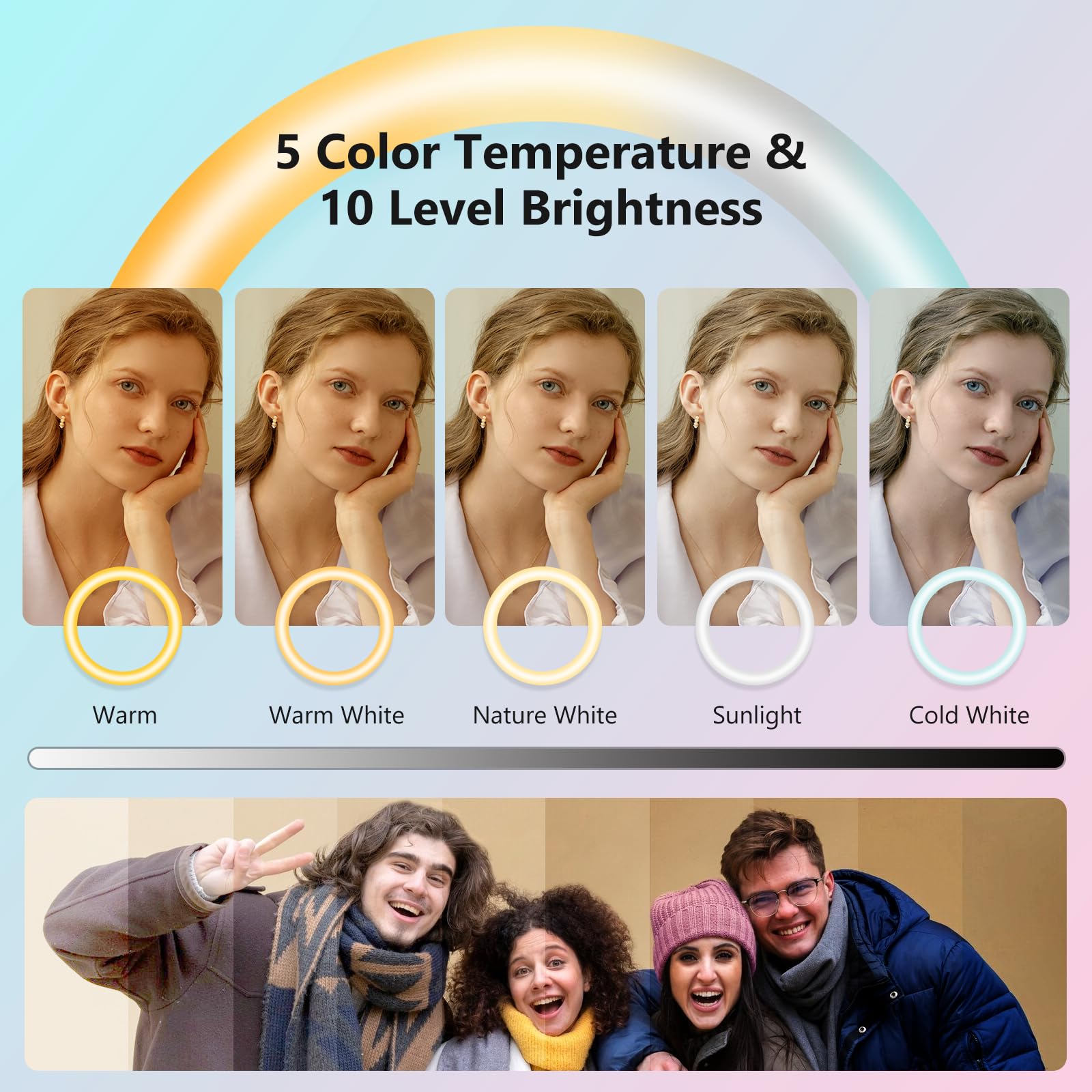 Aureday 14'' Selfie Ring Light With 62'' Tripod Stand And Phone Holder, Dimmable Led Phone Ringlight For Makeup/Video Recording/