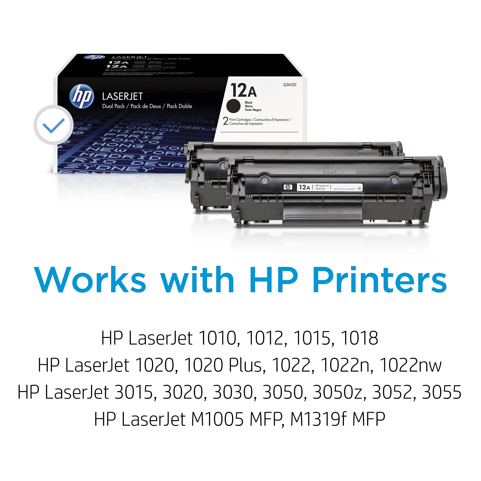 Hp 12A Black Toner Cartridges (2-Pack) | Works With Hp Laserjet 1010, 1020, 3015, 3020, 3030, 3050 Series; Hp Laserjet Mfp M1005