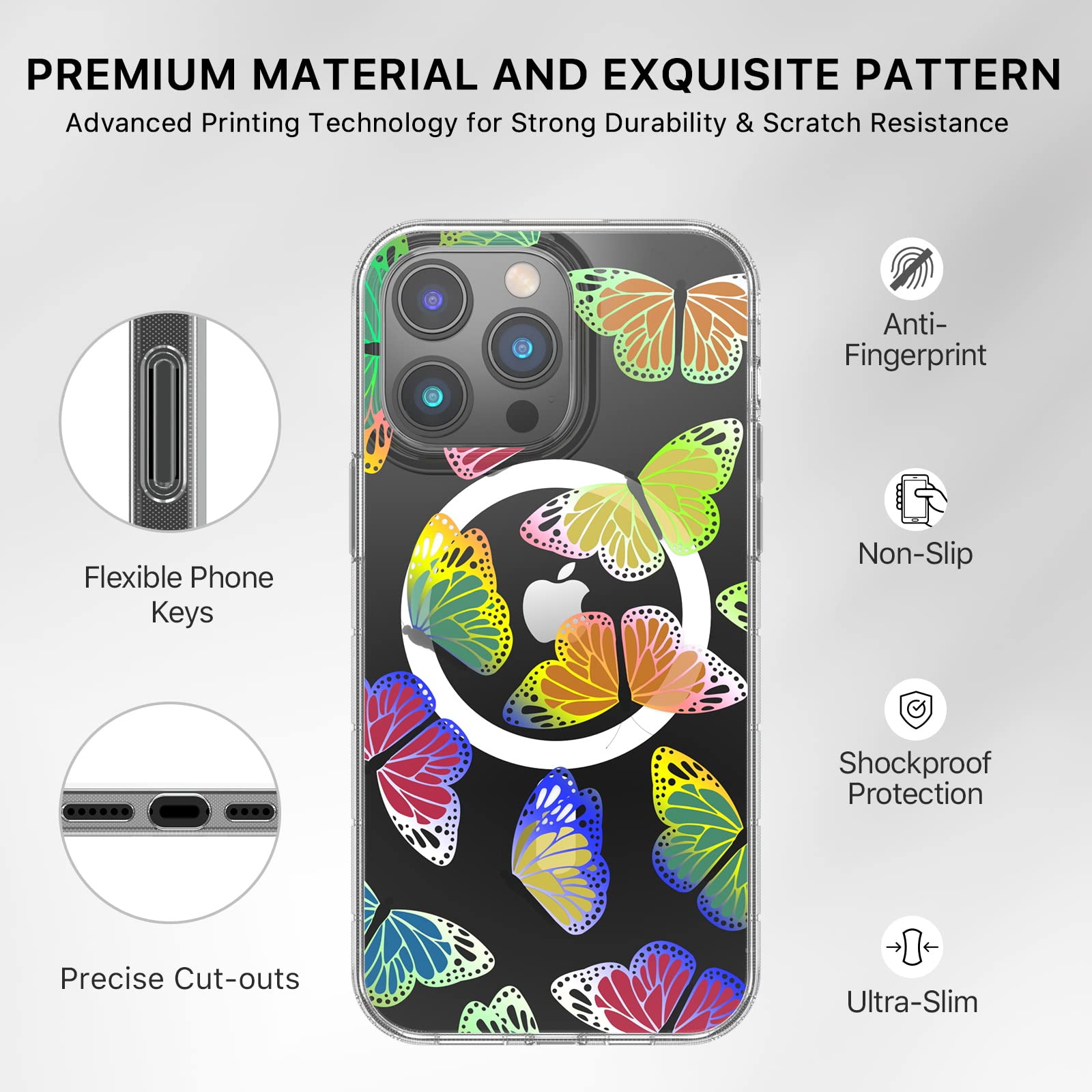 M Mybat Pro Magnetic Slim Clear Case For Iphone 14 Pro Case 6.1, Compatible With Magsafe, Cute Crystal Mood Series For Women G