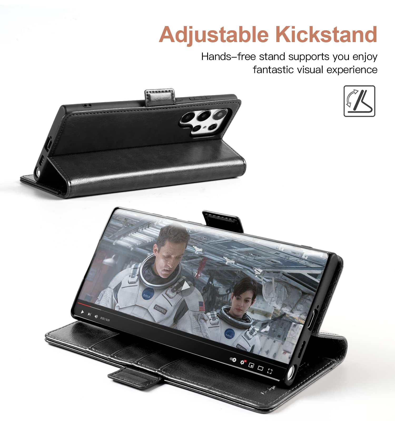 Ocase Compatible With Galaxy S22 Ultra 5G Wallet Case, Pu Leather Flip Folio Case With Card Holders Rfid Blocking Kickstand [Sho