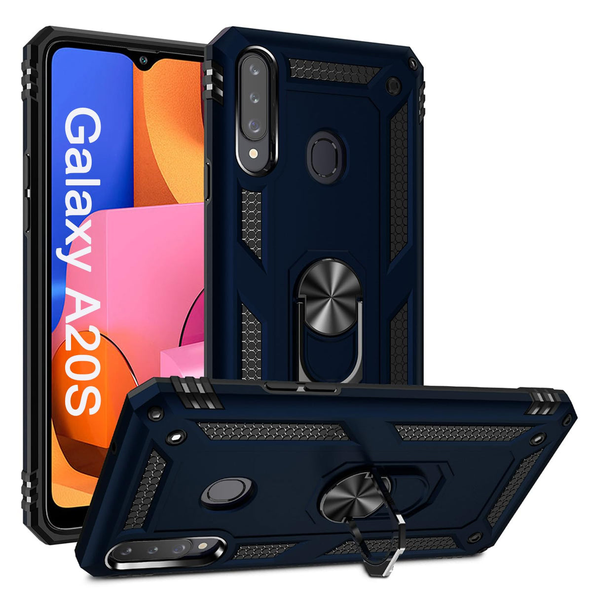 Addit A20S Case, Samsung Galaxy A20S Case [ Military Grade ] 15Ft. Drop Tested Protective Case With Magnetic Car Mount Ring Hold