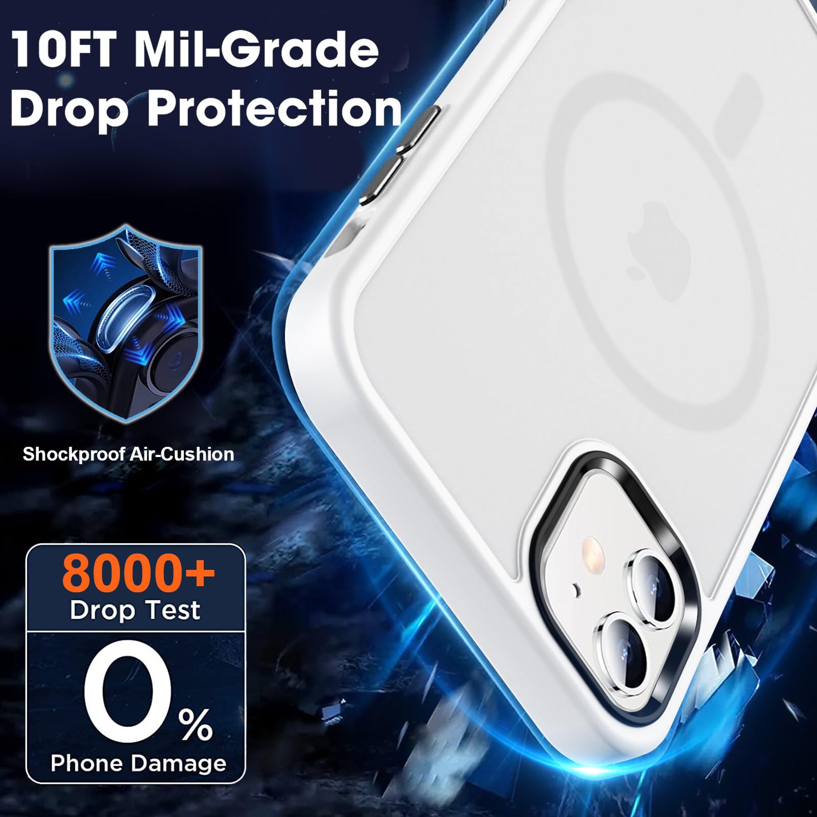 Mocca Strong Magnetic For Iphone 11 Case,[Compatible With Magsafe][Glass Screen Protector+Camera Lens Protector] Slim Thin Shock