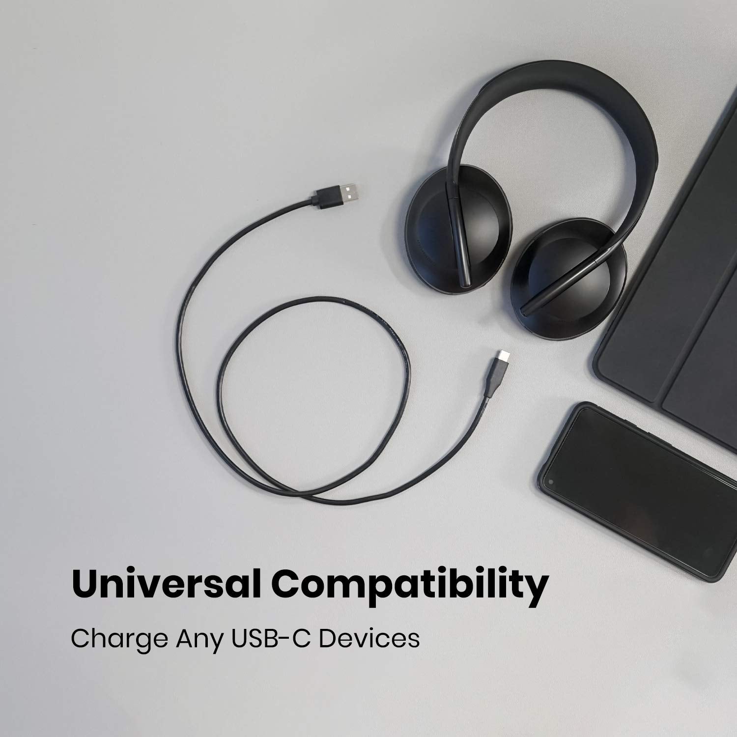Perixx Peripro 406 Usb Type C Male To Usb A Male 3 Ft Cable   Usb2.0 Spec For Smartphones, Tablets, Laptop, And Desktops   Black