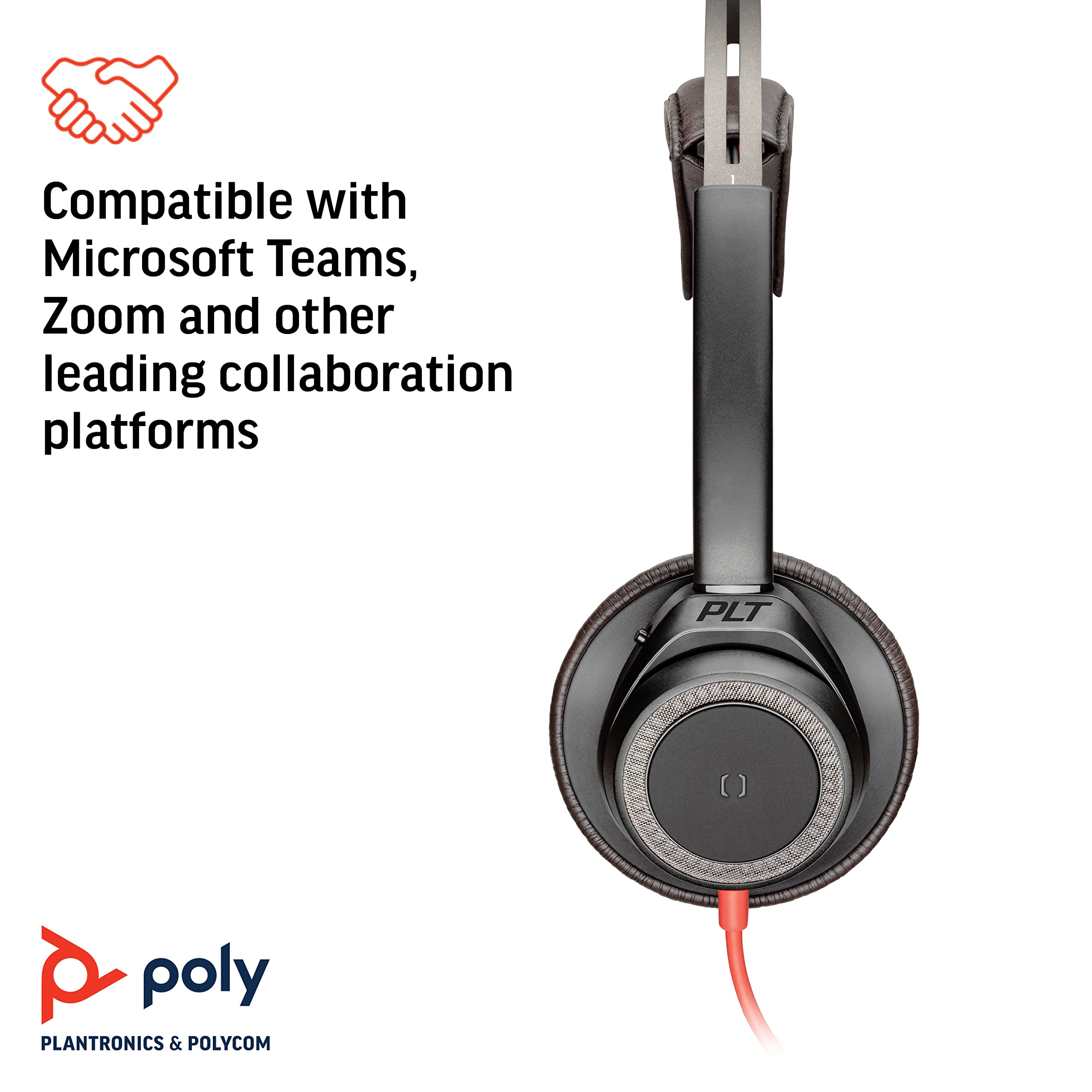 Poly (Plantronics + Polycom) Blackwire 7225 Wired Usb-A Headset (Plantronics) - Black - Dual-Ear (Stereo) Computer Headset - Con