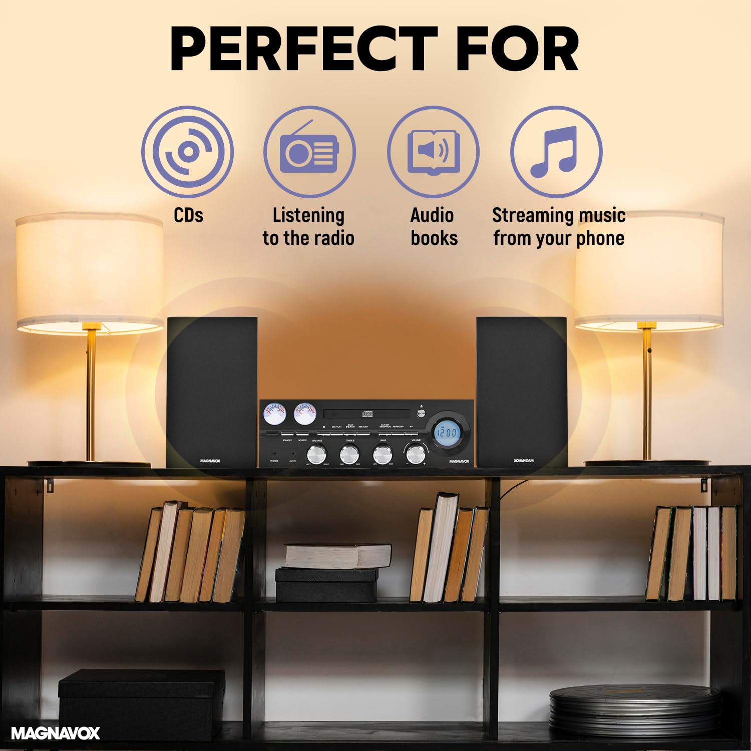 Magnavox Mm451 3 Piece Tray Loading Cd Shelf System With Digital Pll Fm Stereo Radio, Bluetooth Wireless Technology, And Remote