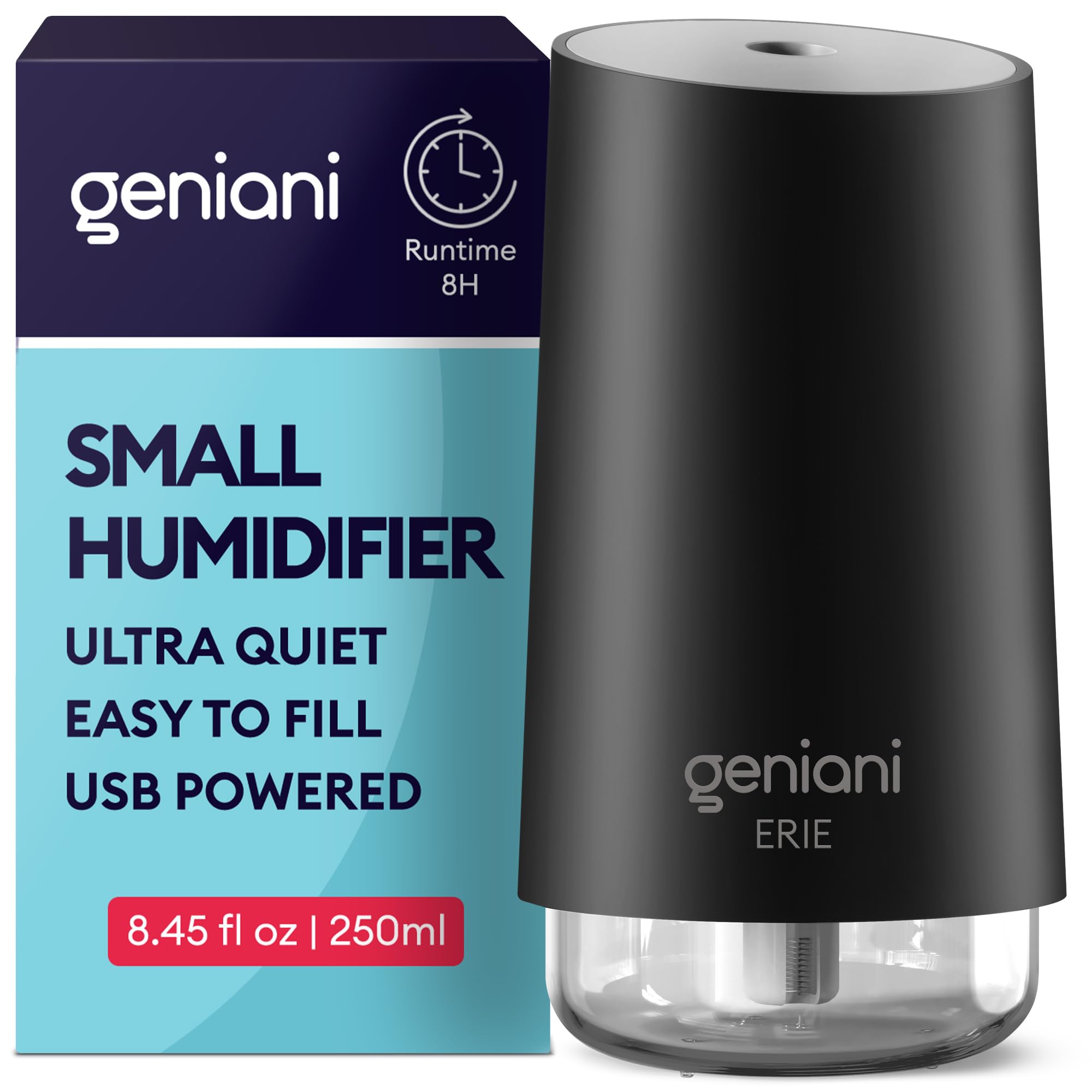 Geniani Portable Small Cool Mist Humidifiers   Usb Desktop Humidifier For Plants, Office, Car, Baby Room With Auto Shut Off & Ni