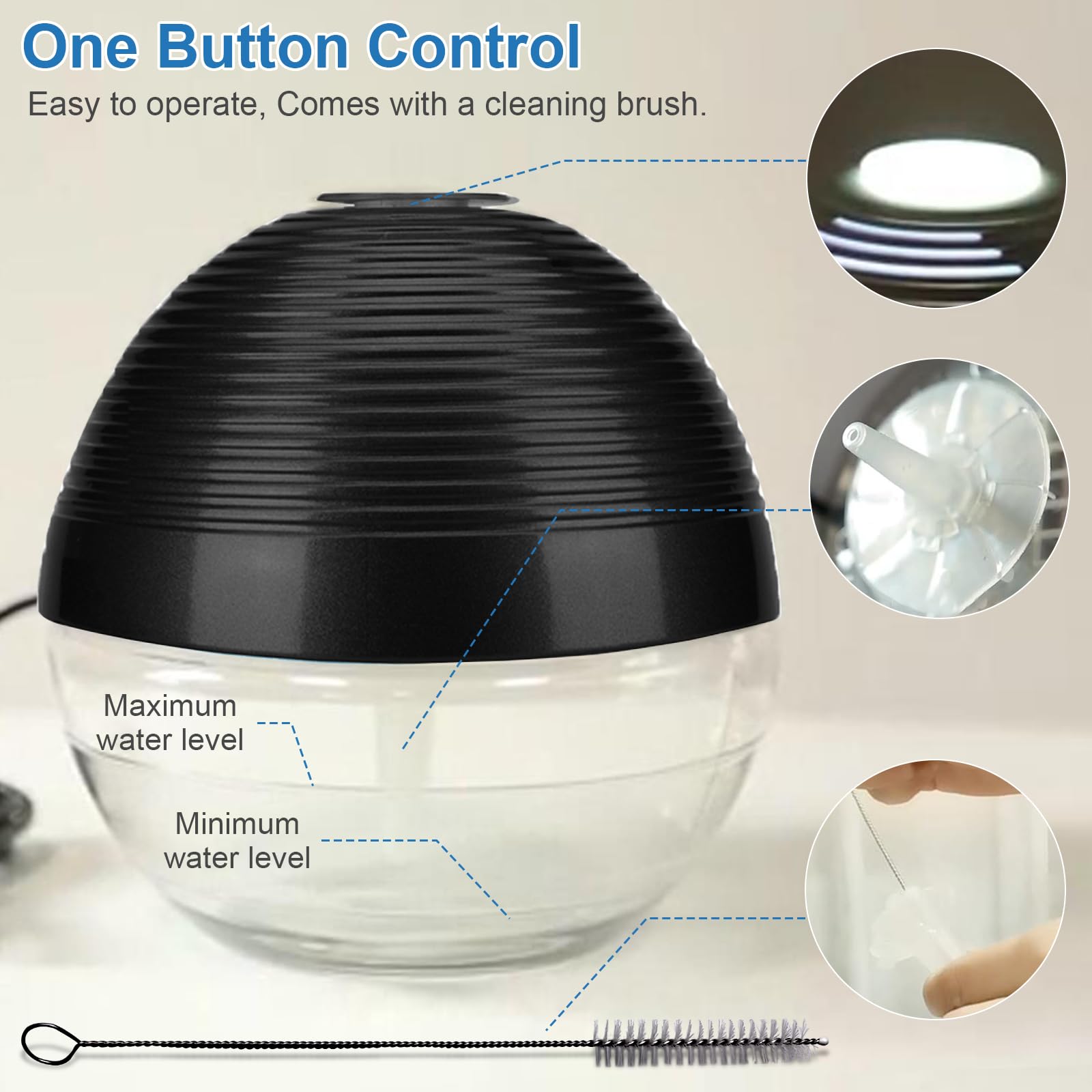 Ap Airpleasure Water-Based Purifier Air Washer, Air Revitalizer & Freshener, Air Fresher With 6 Colorful Lights For Rooms (Black