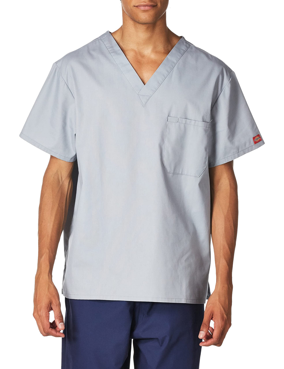 Dickies Mens Signature V Neck Medical Scrubs Shirt, Grey, X Small Us