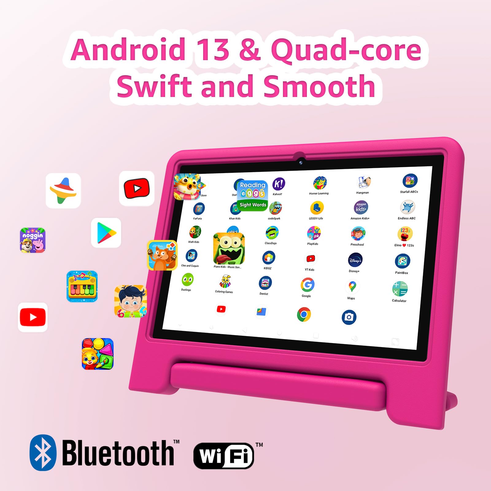 Apolosign Kids Tablet, 10 Inch Tablet For Kids With Android 13, Wifi, Bt5.0, Dual Camera, Pre-Installed Educational App, Parenta