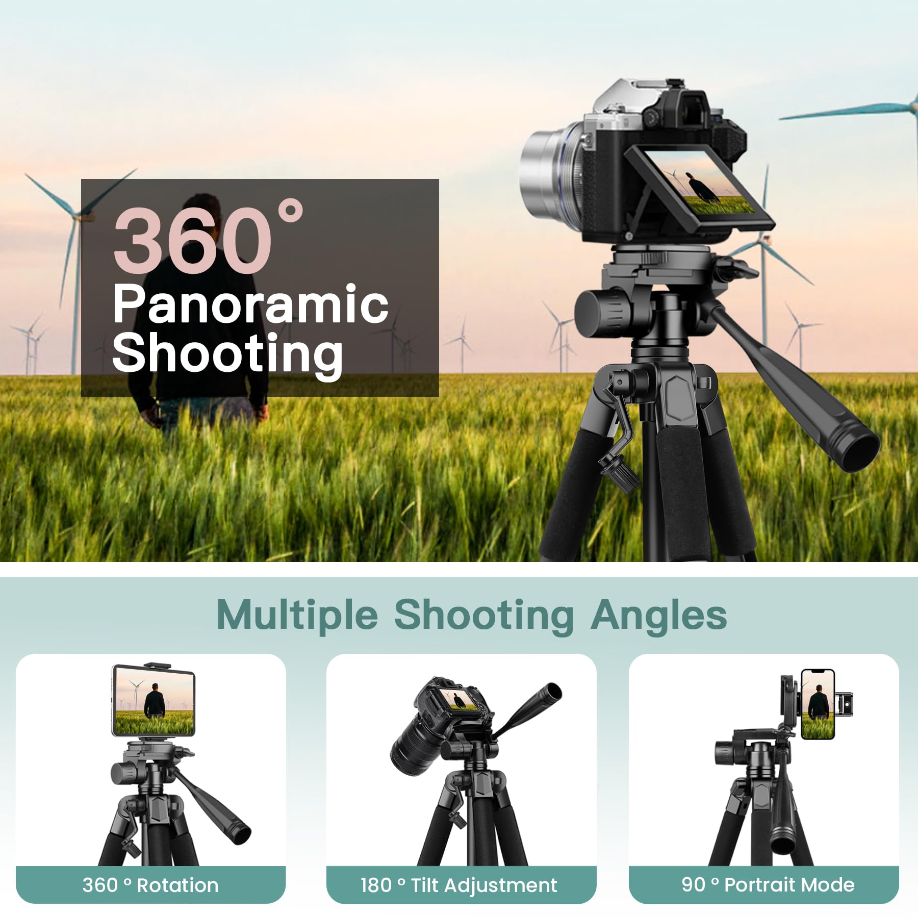 Victiv 68 Phone Tripod Stand, Tablet Tripod For Iphone Ipad With Remote And Holder, Phone Stand For Video Recording Travel Photo