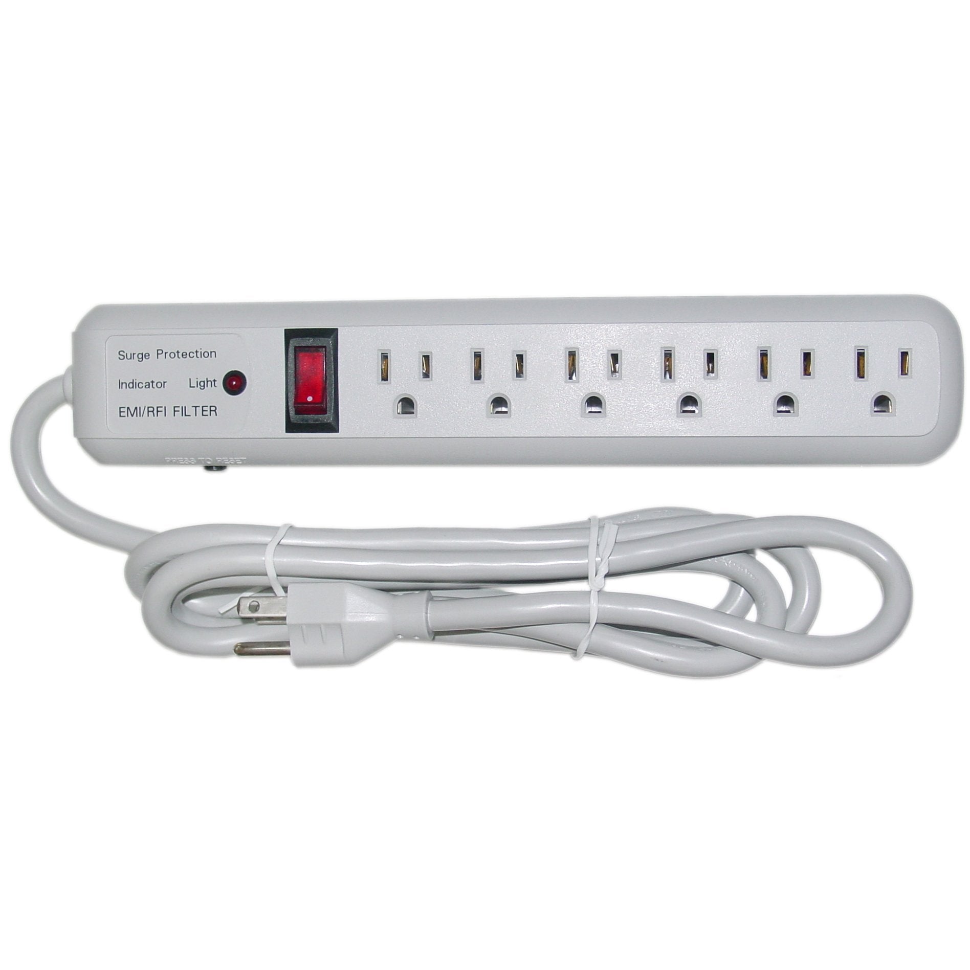 Cablewholesale Surge Protector, Flat Rotating Plug, 6 Outlet, White Horizontal Outlets, Plastic, Power Cord, Surge Protector Mul