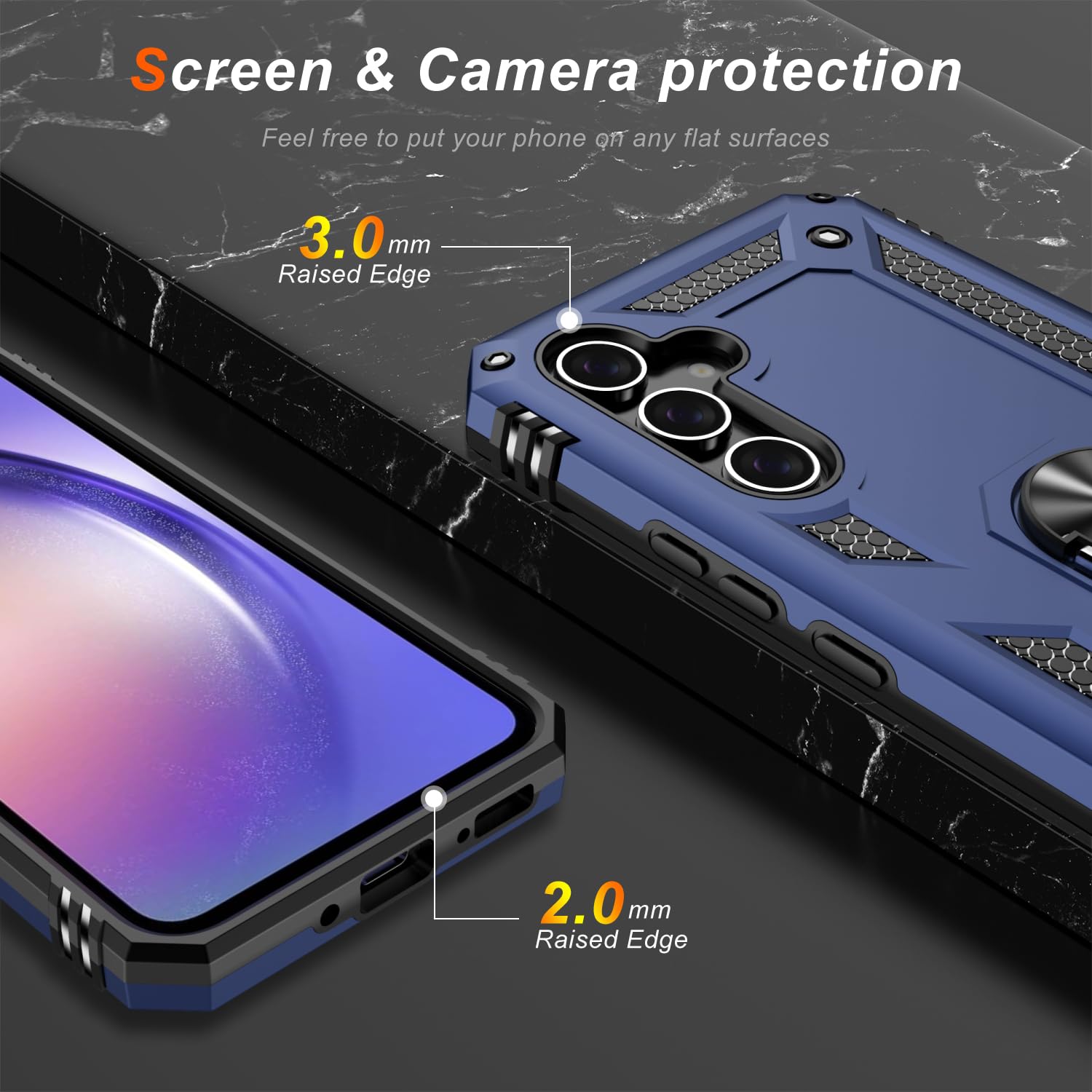 Lumarke For Galaxy A55 Case With Screen Protector,Pass 16Ft. Drop Tested Military Grade Protective Phone Cover With Magnetic Rin