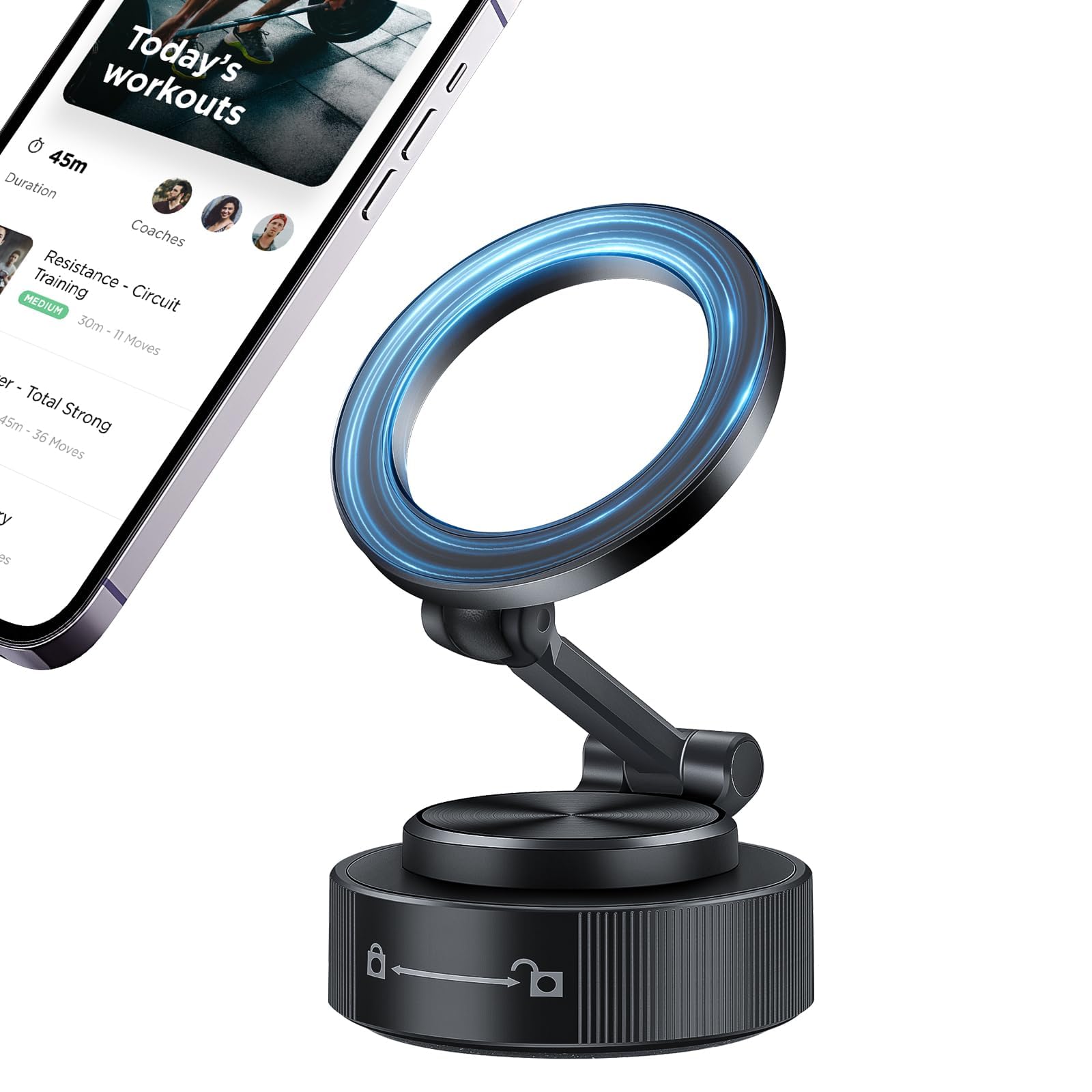 EEEKit Vacuum Magnetic Phone Holder, 360 Adjustable Suction Cup Phone Mount for Car Compatible with iPhone Magsafe and All Smart