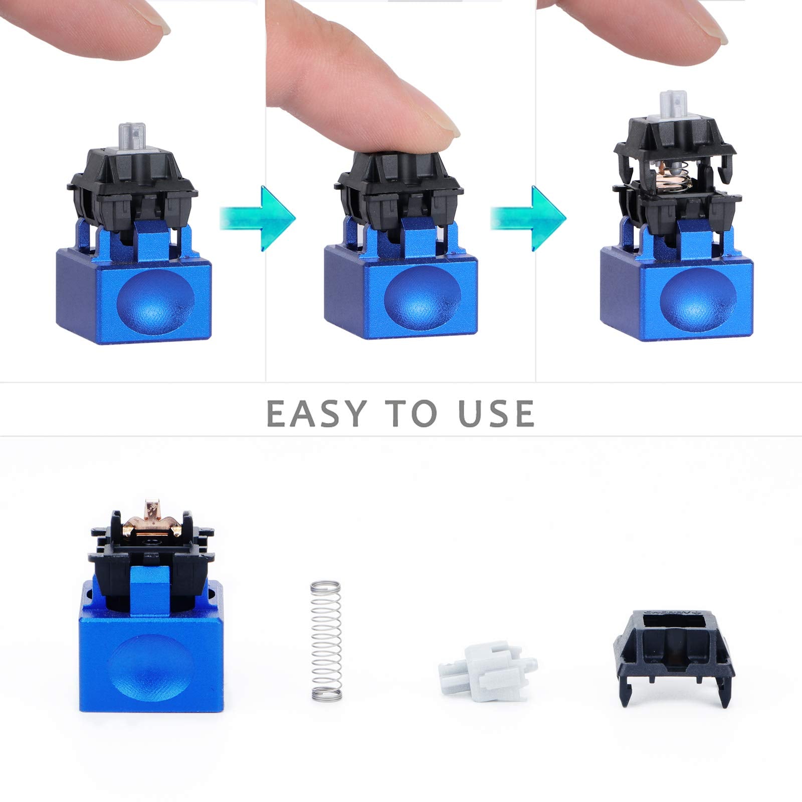 New Fashion Kingdom Aluminum Alloy Switch Opener With Keycap Puller For Cherry Mx Switches   Blue