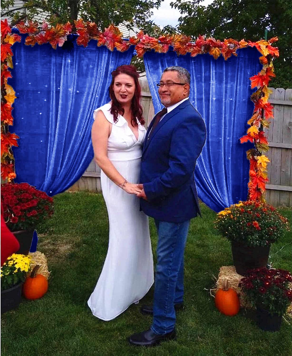 Royal Blue Chiffon Backdrop Curtain 5Ftx7Ft Voile Sheer Curtains 2 Panels Romantic Wedding Ceremony Backgrounds Chiffon Fabric D