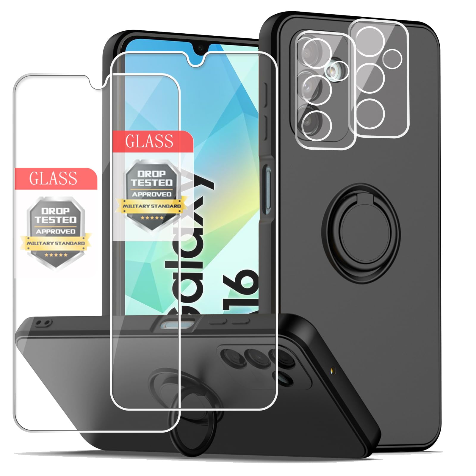 Esakycn For Samsung Galaxy A16 4G / 5G Case With Screen Protector [2 Pack] And Camera Lens Protector [2 Pack], Phone Case Silico