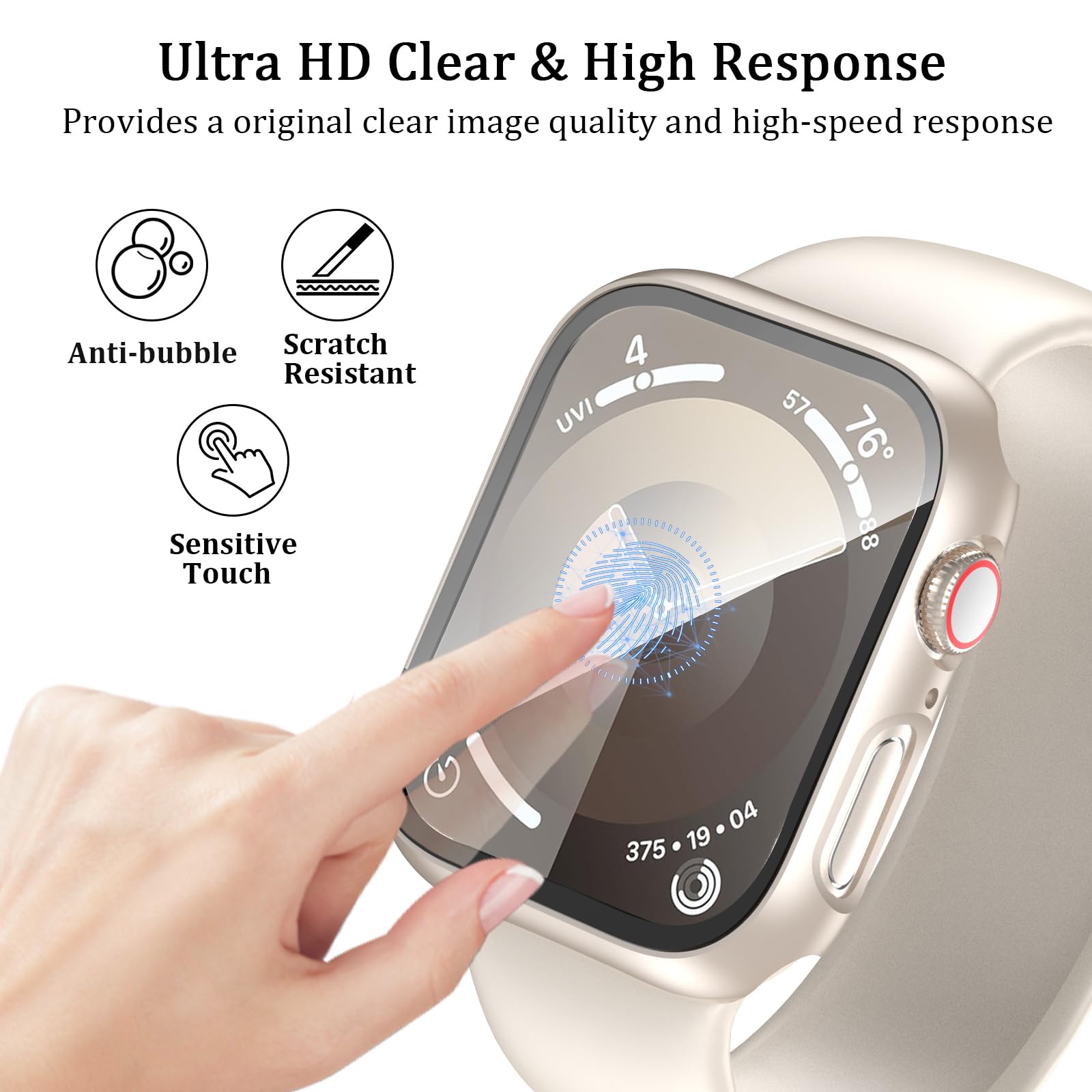 Haanilkyi [6 Pack] For Apple Watch Case Series 9 8 7 41Mm With Tempered Glass Screen Protector, Ultra Thin Full Coverage Hard Pc