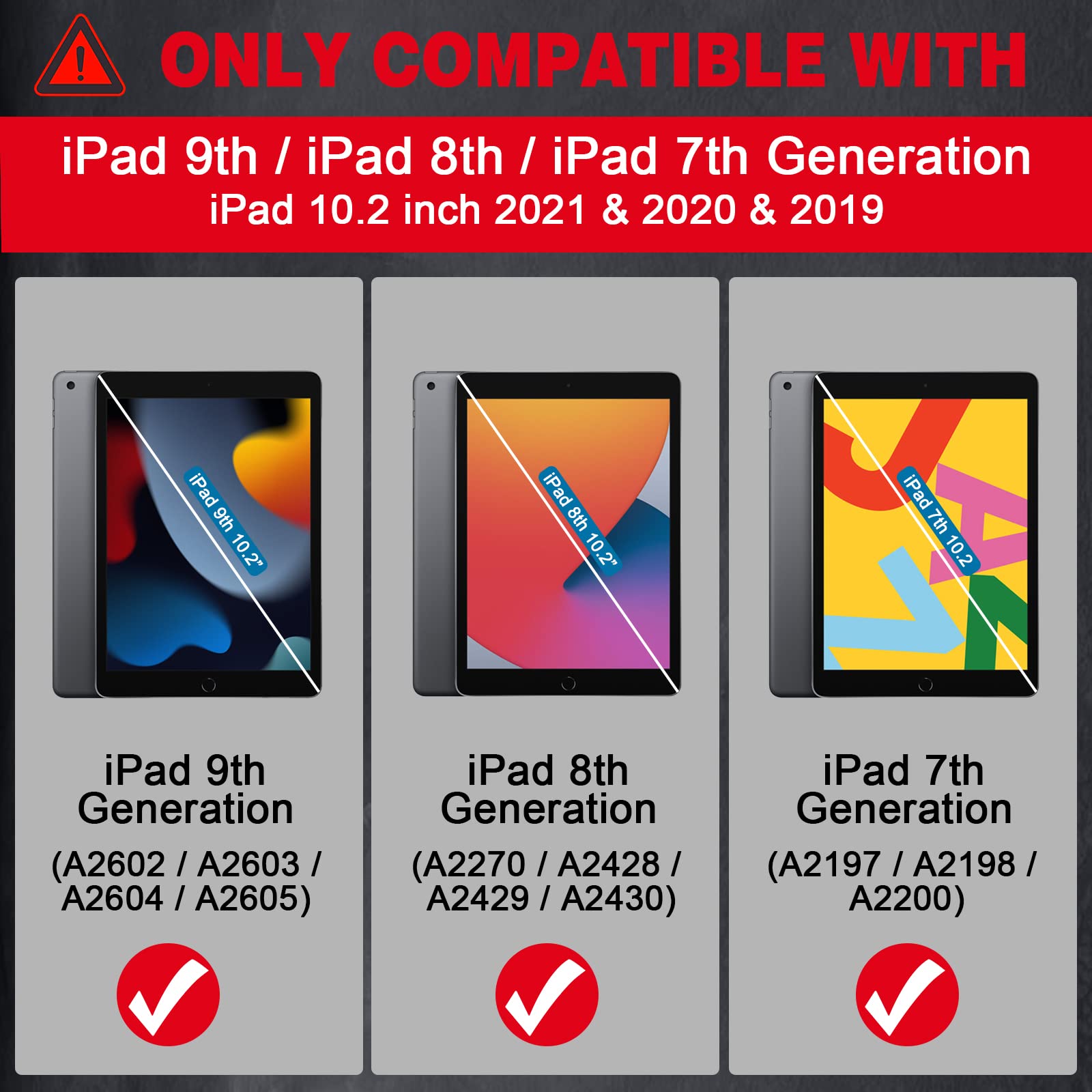 Auizotl Kids Cases For Ipad 9Th Generation, Ipad 8Th / 7Th Generation Case, For Ipad 10.2 Case With Sturdy Kickstands, Heavy Dut