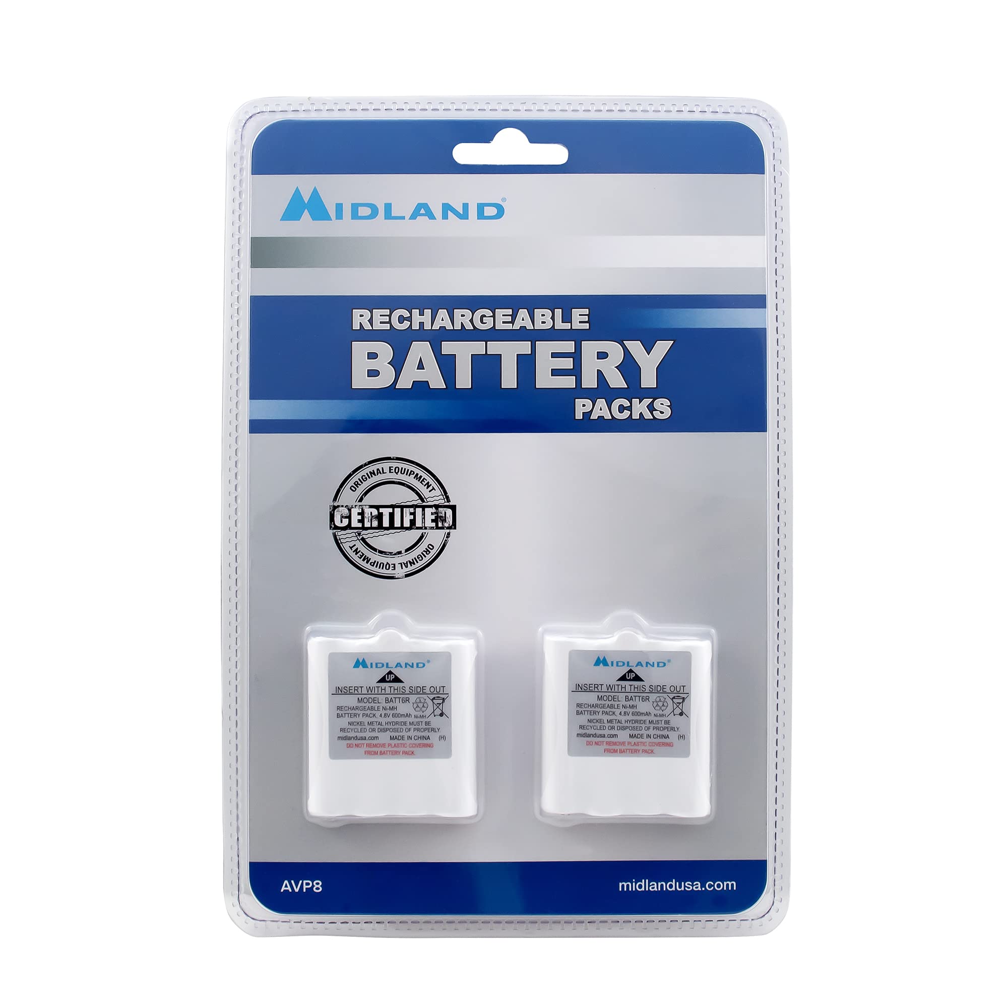Midland Avp8 Nimh Rechargeable Battery Packs For Cxt And Lxt Series Radios   6 Pack