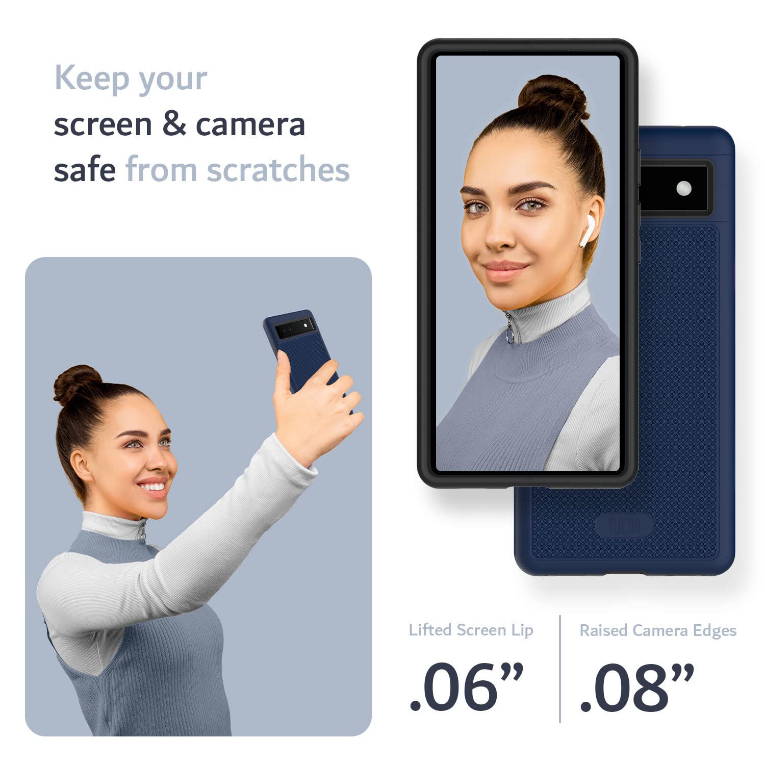 Tudia Dualshield Grip Designed For Google Pixel 6A Case (2022), [Mergegrip] Shockproof Military Grade Dual Layer Slim Raised Edg