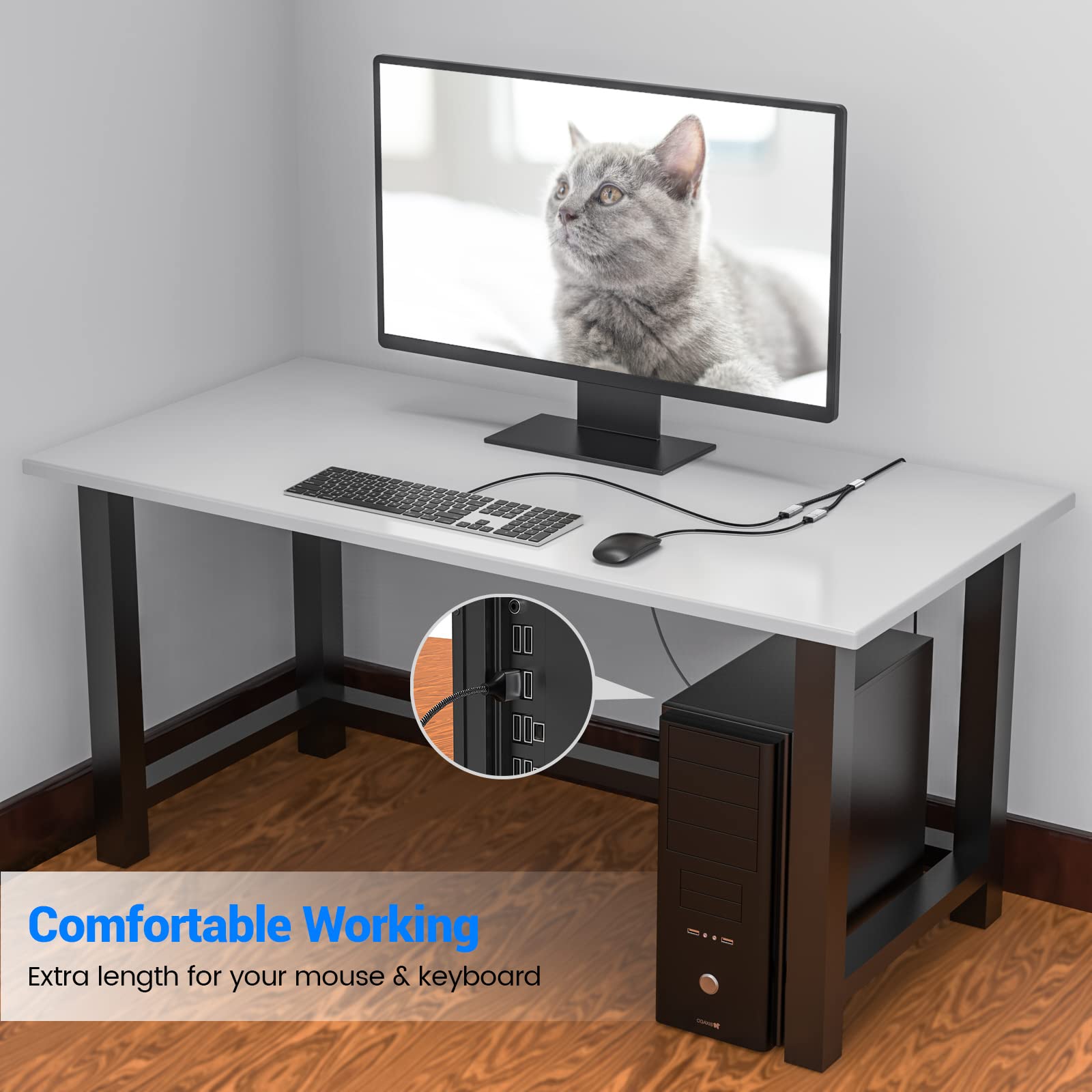 Mogood Usb Splitter Usb Extension Cable Usb Y Splitter Dual Usb Port Usb Power Splitter Double Usb Adapter Usb Port Extender Hub Dual Usb 2.0 Power Cord Extension Usb A Splitter For Laptop/Car/Printer