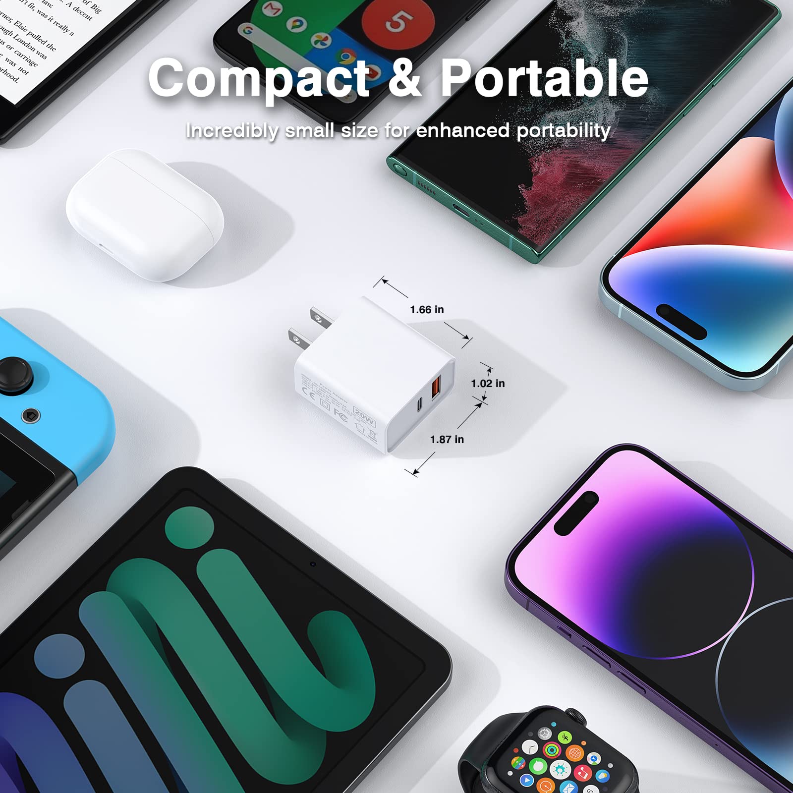 Usb C Wall Charger Block 20W, 3 Pack Dual Port Pd Power Delivery Fast Type C Charging Block Plug Adapter For Iphone 13/12/11 /Pr