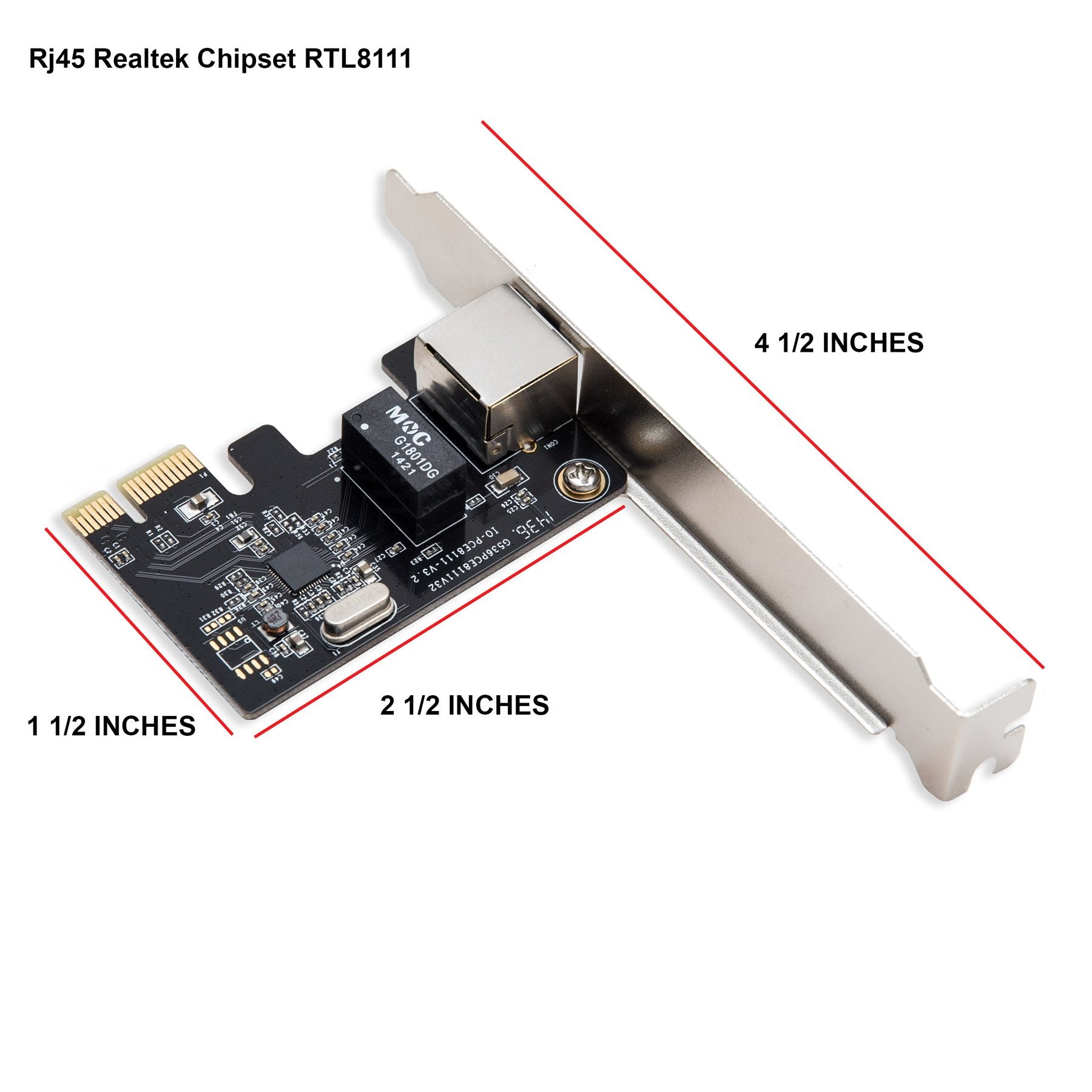 I/O Crest Single Gigabit Ethernet Pci Express 2.1 Pci-E X1 Network Interface Card (Nic) 10/100/1000 Mbps Realtek Rtl8111F Chipse