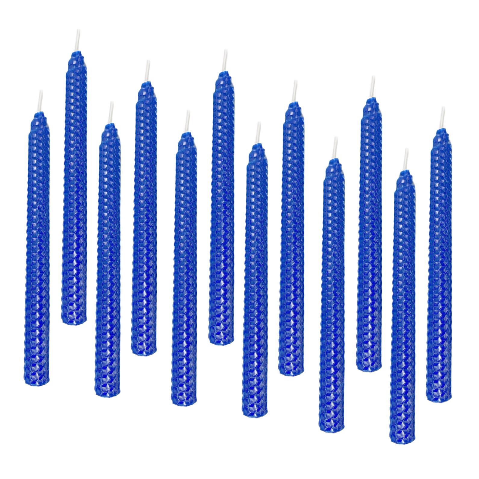 Set Of 12 Beeswax Taper Candles, Ocean Blue,10 Inch Smokeless Flameless Dripless Wax Candles, Long Candles Tall Unscented Driple
