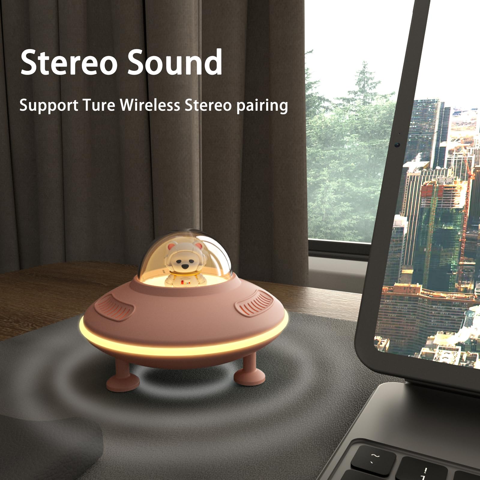 Small Bluetooth Speaker, Bluetooth Speaker With Night Light, Light Up Bluetooth Speaker For Pink Room Decor, Bluetooth 5.4, Usb Disk&Aux&Tf Card Input, Birthday Gifts For Women Teen Girls   Pink