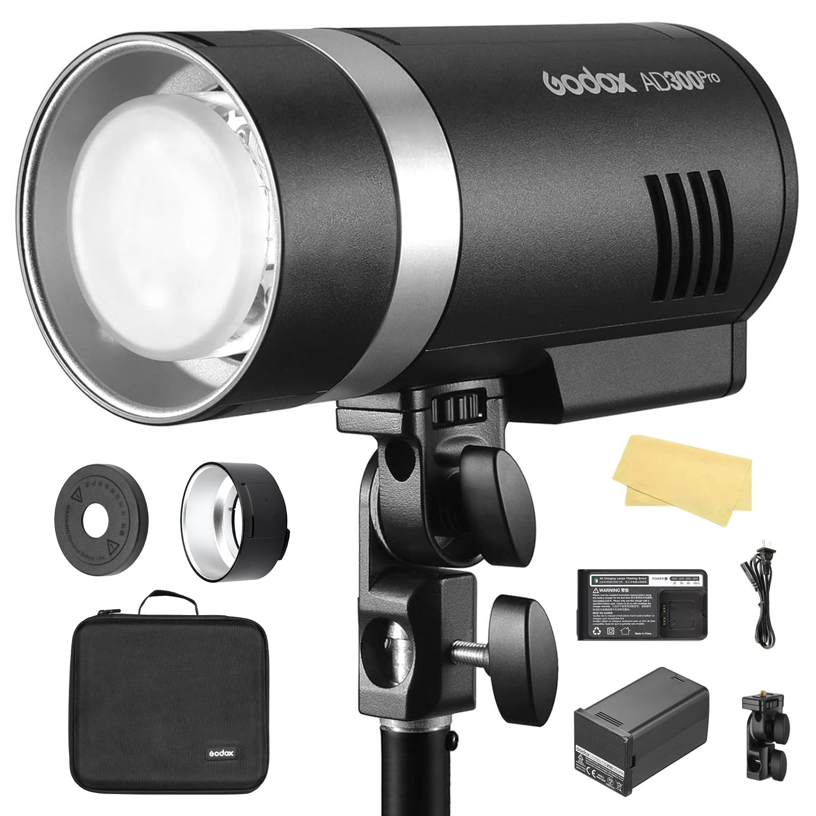 Godox Ad300Pro Outdoor Flash Strobe Monolight, 300Ws 2.4G Ttl Hss 1/8000S Portable Flash Speedlight With Bi Color Modeling Lamp