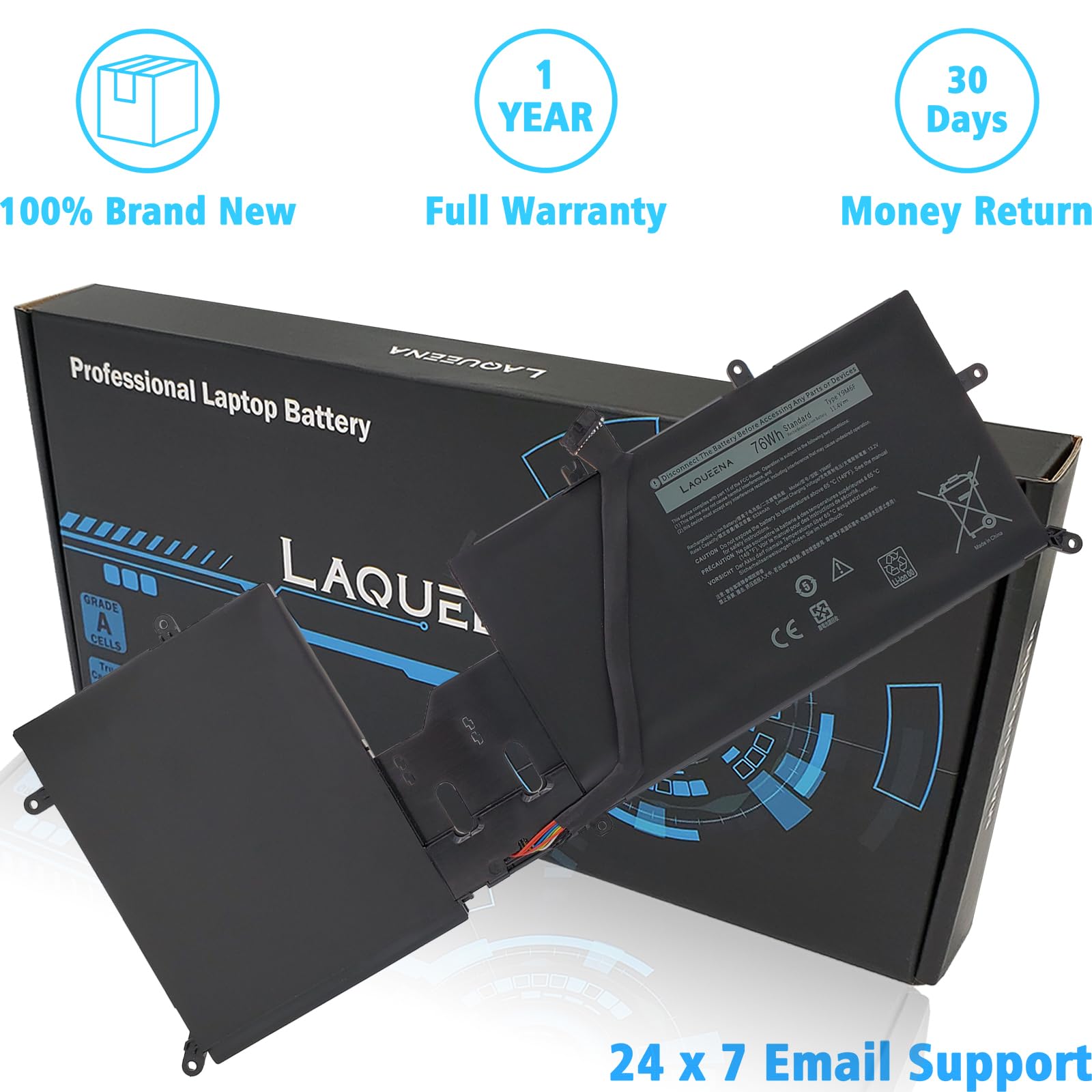 Laqueena Y9M6F Laptop Battery Compatible With Dell Alienware M15 R2 P87F Alienware M17 R2 P41E Series 0Y9M6F 8K84V 08K84V 11.4V