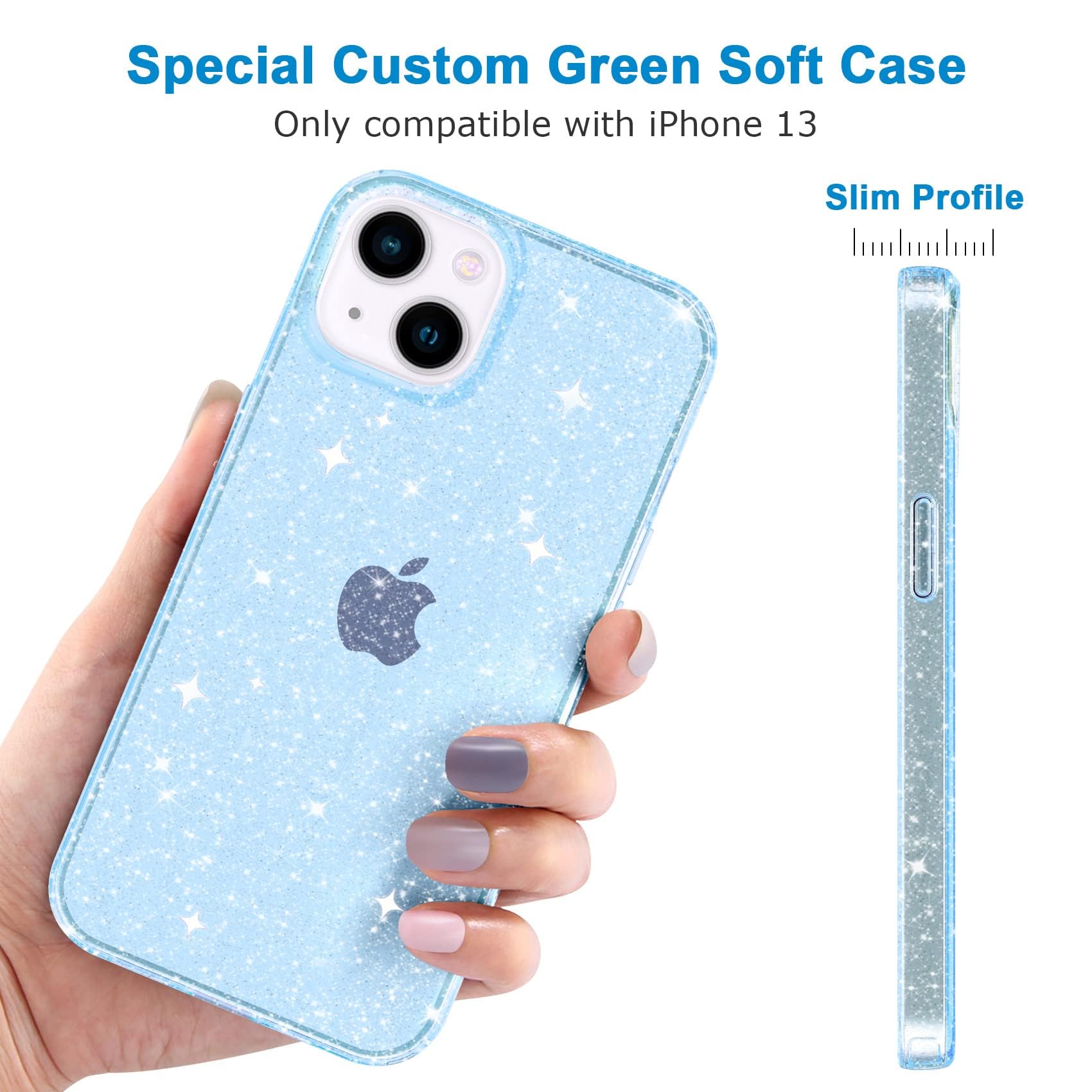 Jjgoo For Iphone 13 Case, Glitter Soft Tpu Shockproof Protective Bumper Cover, Sparkle Bling Sparkly Cute Slim Women Girls Phone