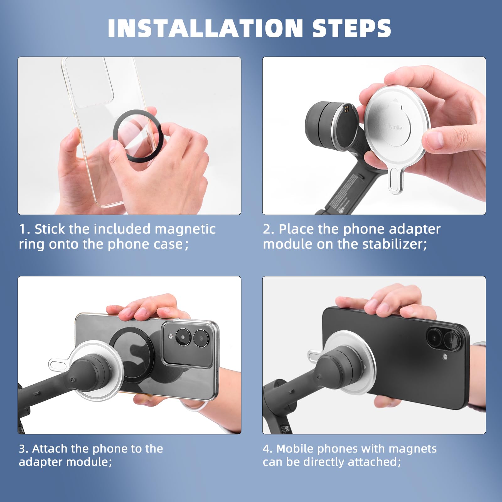 Flymile Magnetic Phone Holder Adapter For Dji Osmo Mobile 7/7P/6/5/4/Se, For Magsafe Quick-Release Mount - Compatible With Dji O