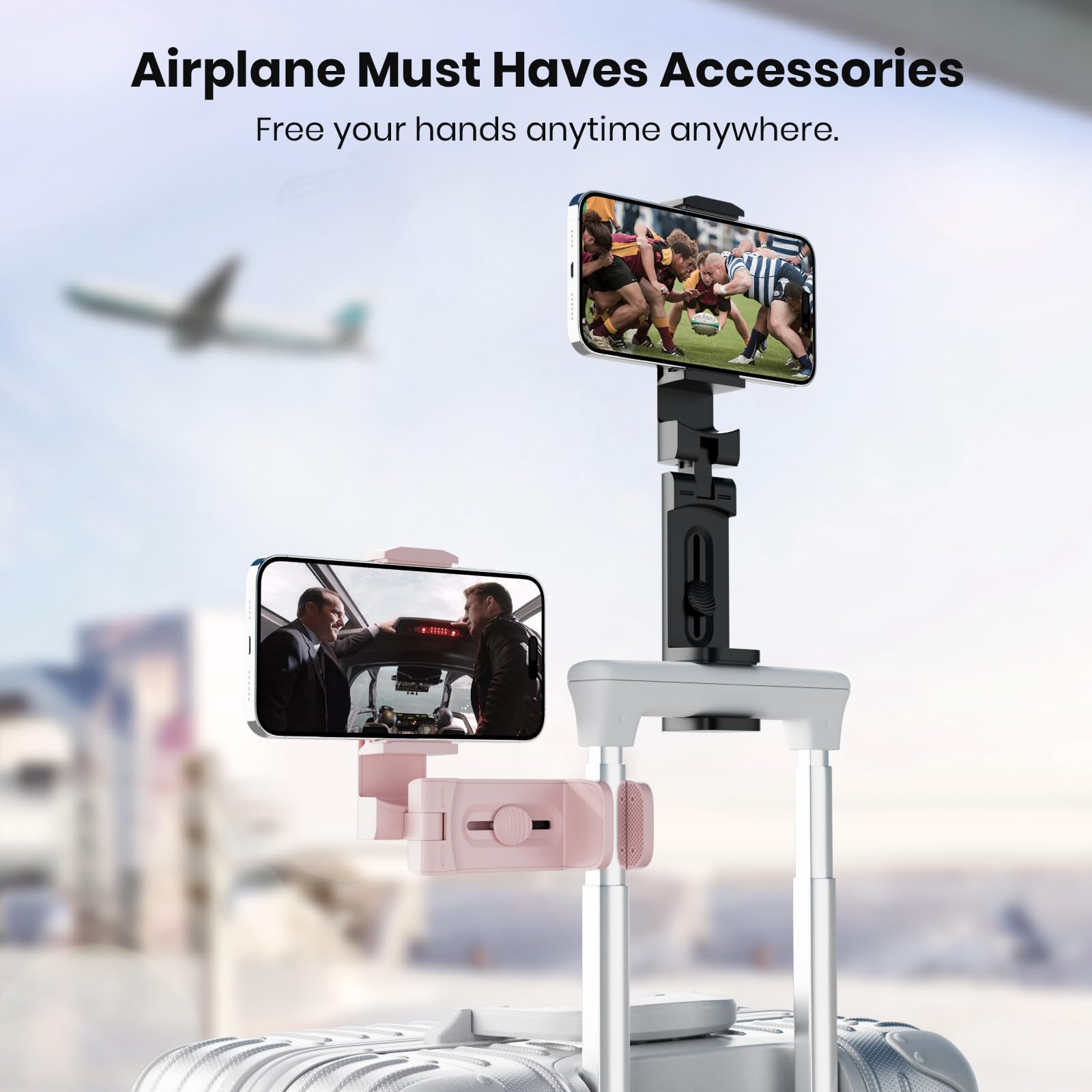 2 Pack Airplane Phone Holder For Valentine'S Day, Klearlook 360 Rotation Travel Essentials Phone Mount For Desk, Handsfree Flexi