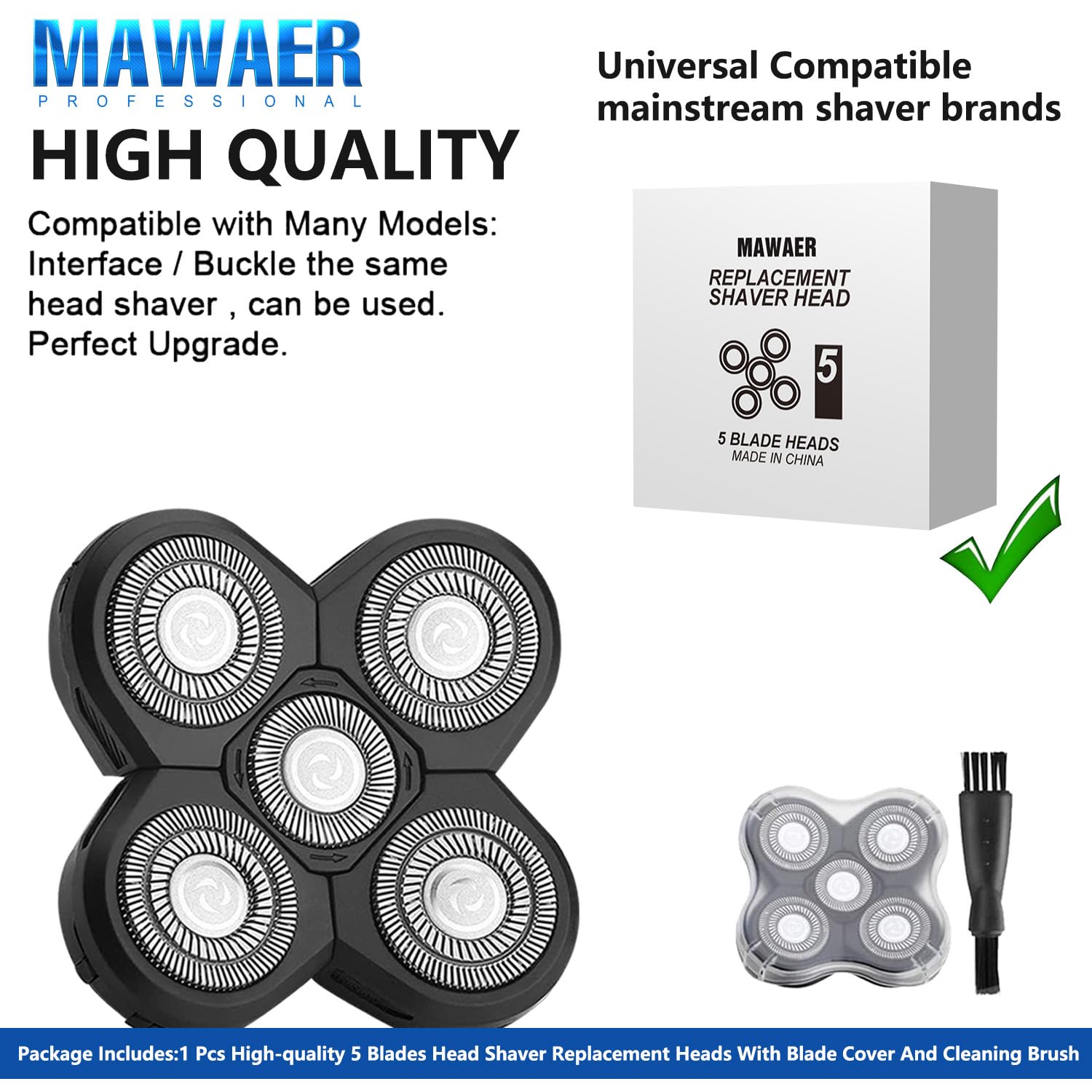 Universal 5 Blades Shaver Replacement Heads Compatible With Freedom Gold Shaver And Some Brands. 5D Electric Head Shaver Replace