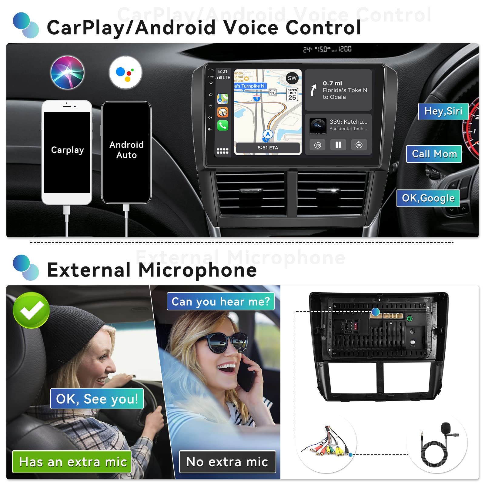 Unitopsci Android Car Stereo For Subaru Forester Impreza Wrx 2008 2012 Carplay Android Auto Bluetooth Car Radio 9 Inch Hd Touchs