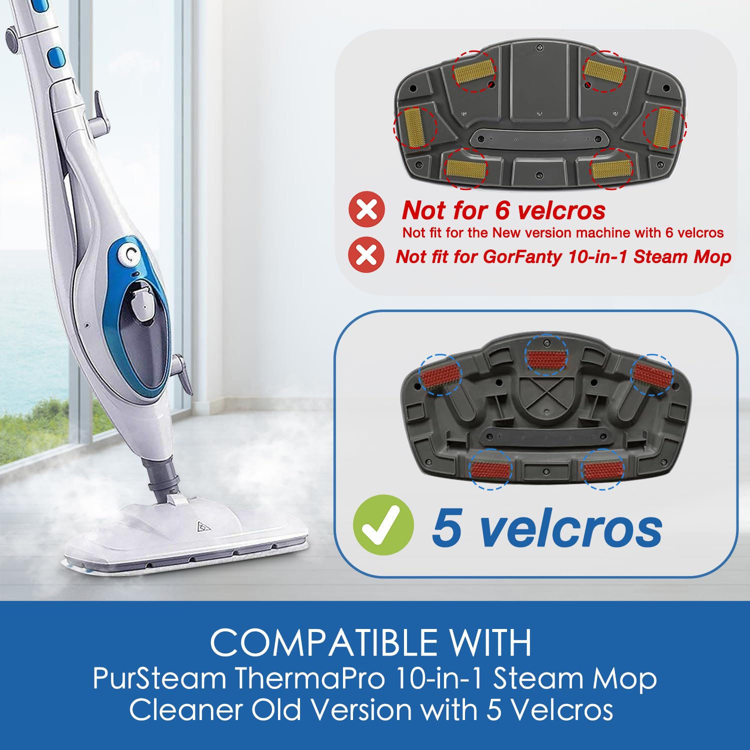 Mxzone Steam Mop Pads For Pursteam Thermapro 10 In 1 And Thermapro 211 Steam Mop Cleaner, Pur Steam Mop Replacement Pads Microfi