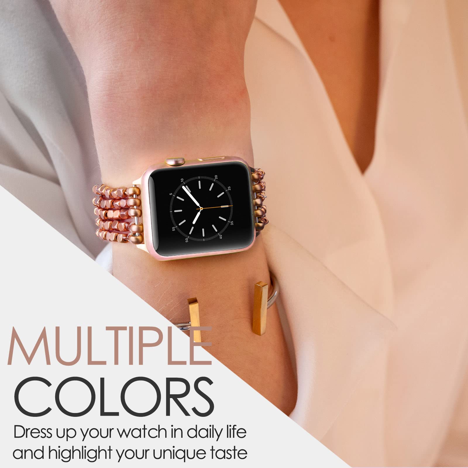 Mofree Compatible With Apple Watch Bracelet Band 41Mm/40Mm/38Mm Series 7 6 Se 5 Women Fashion Handmade Elastic Stretch Beaded St