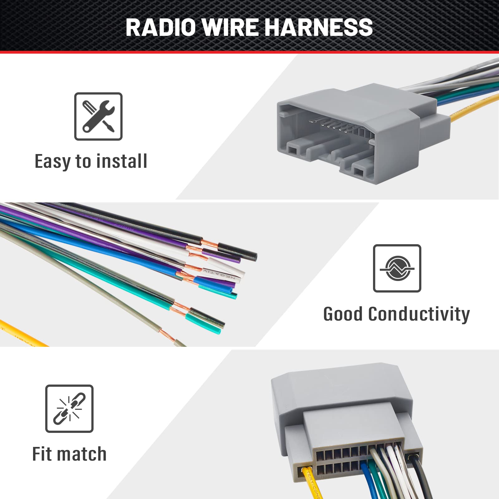 Red Wolf Car Radio Wiring Fit For 2008 2010 Dodge Dakota Chrysler 300 Jeep Grand Cherokee Aftermarket Radio Receiver Sirius Cd Player Install Wiring Cable Plug