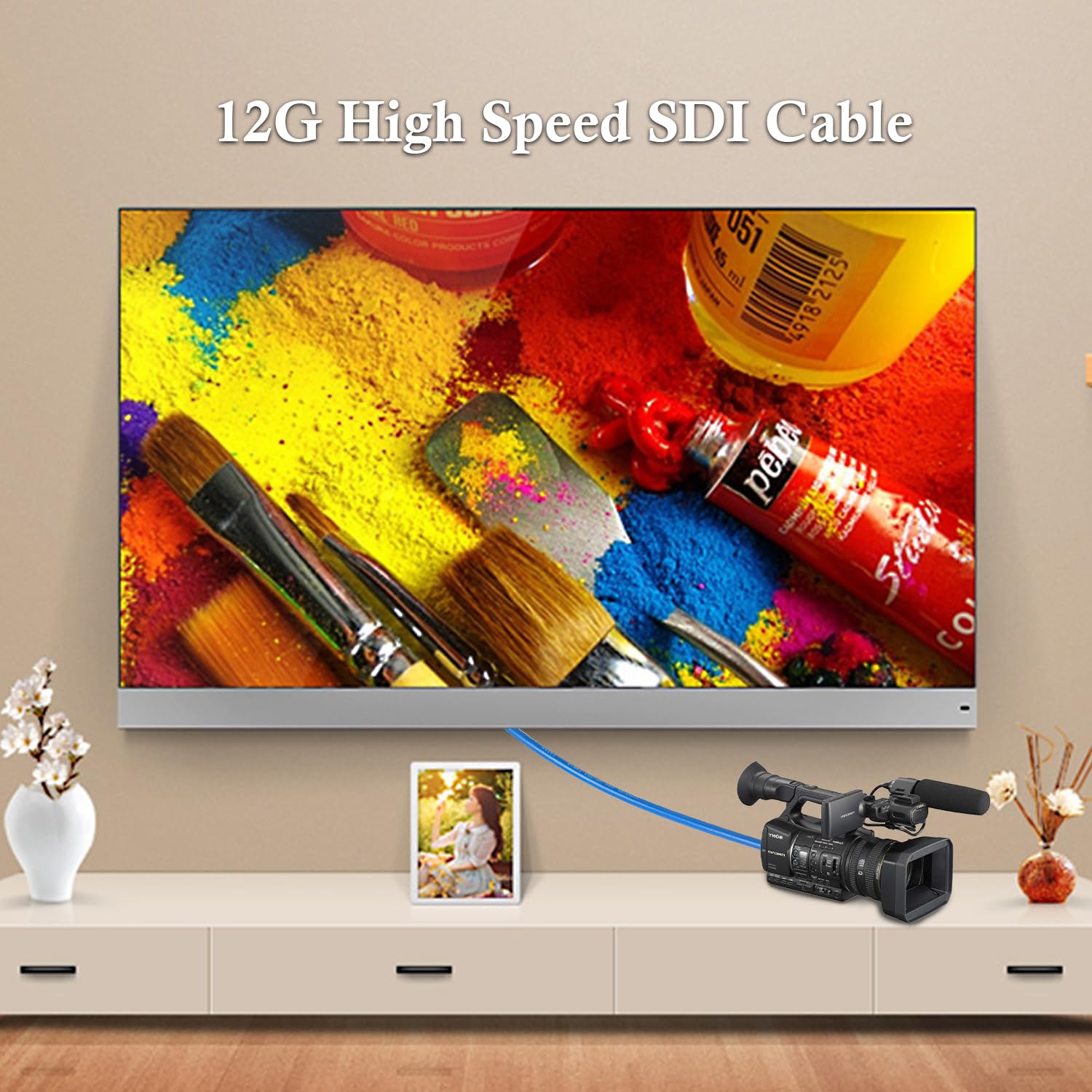 Xrds  Rf 12G Sdi Cable 4Ft, Sdi Video Cable 3G/6G/12G 75Ohm Bnc Cable Supports Hd Sdi/3G/6G Sdi/4K/8K For Video Security Camera