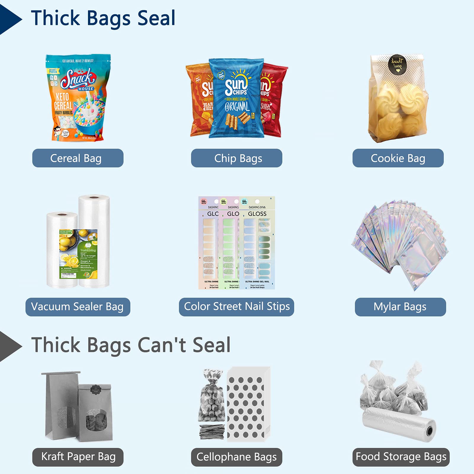 Mini Chip Bag Sealer, Portable Bag Sealer Heat Seal, Reusable Handheld Kitchen Bag Resealer For Chip Bags, Foil Bags, Mylar Bags