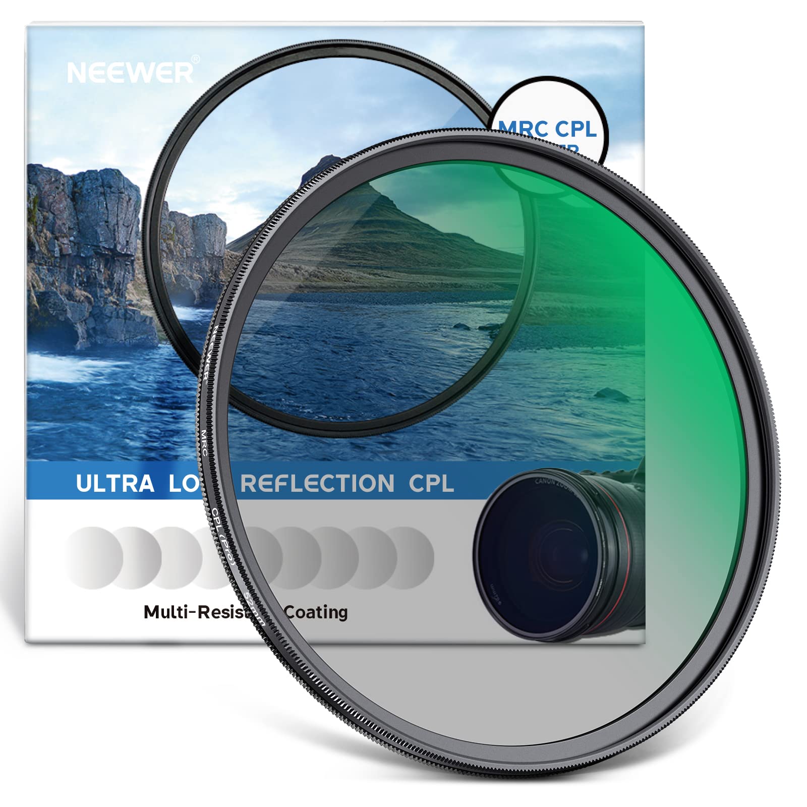 Neewer 52Mm Polarizing Filter 30 Layer Multi Resistant Nano Coatings Circular Polarising Filter(Cpl) Reduce Glare/Enhance Contra