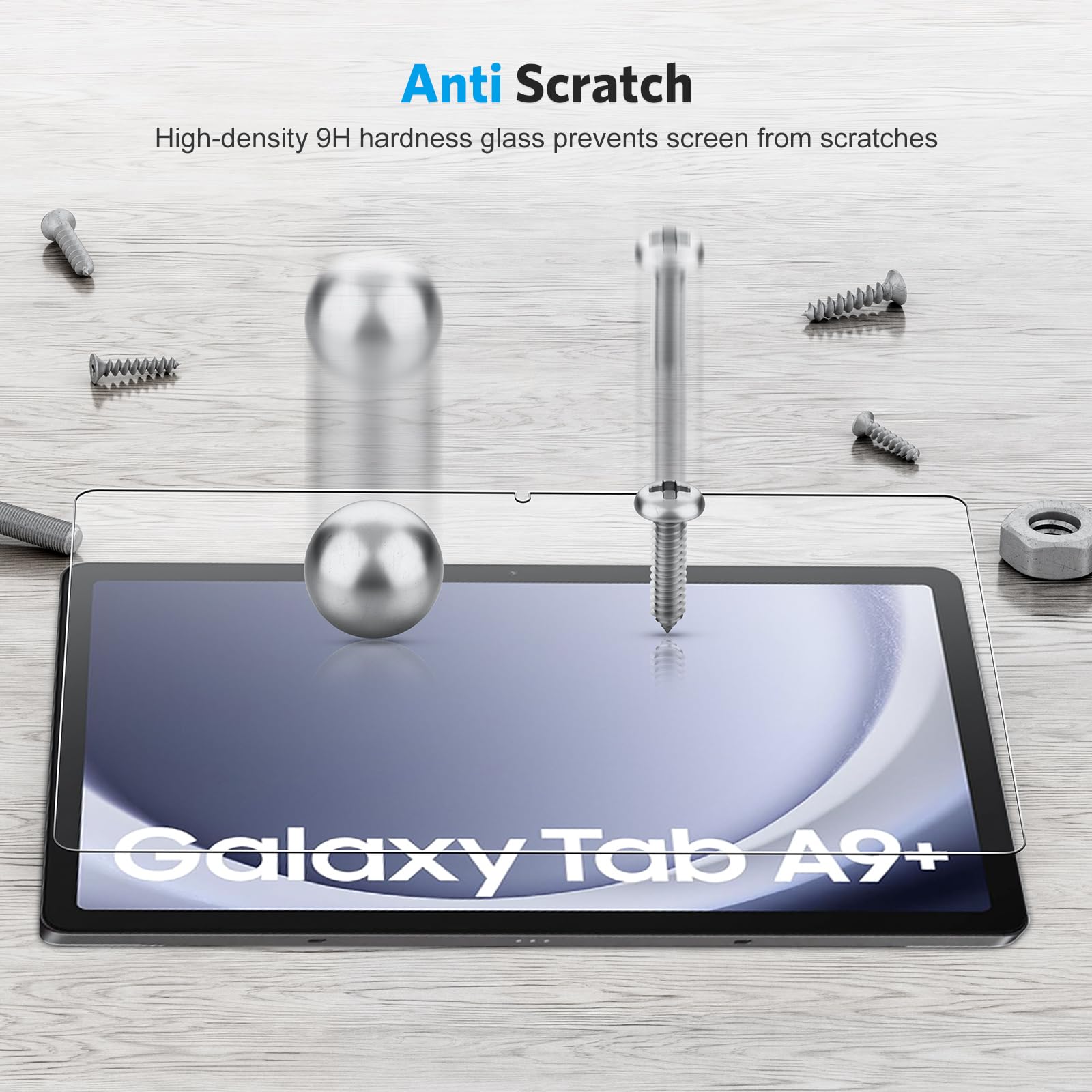 Omoton Screen Protector For Samsung Galaxy Tab A9 Plus 5G Tablet, [2 Pack] /Case Friendly/Alignment Frame/Tempered Glass (11 Inc