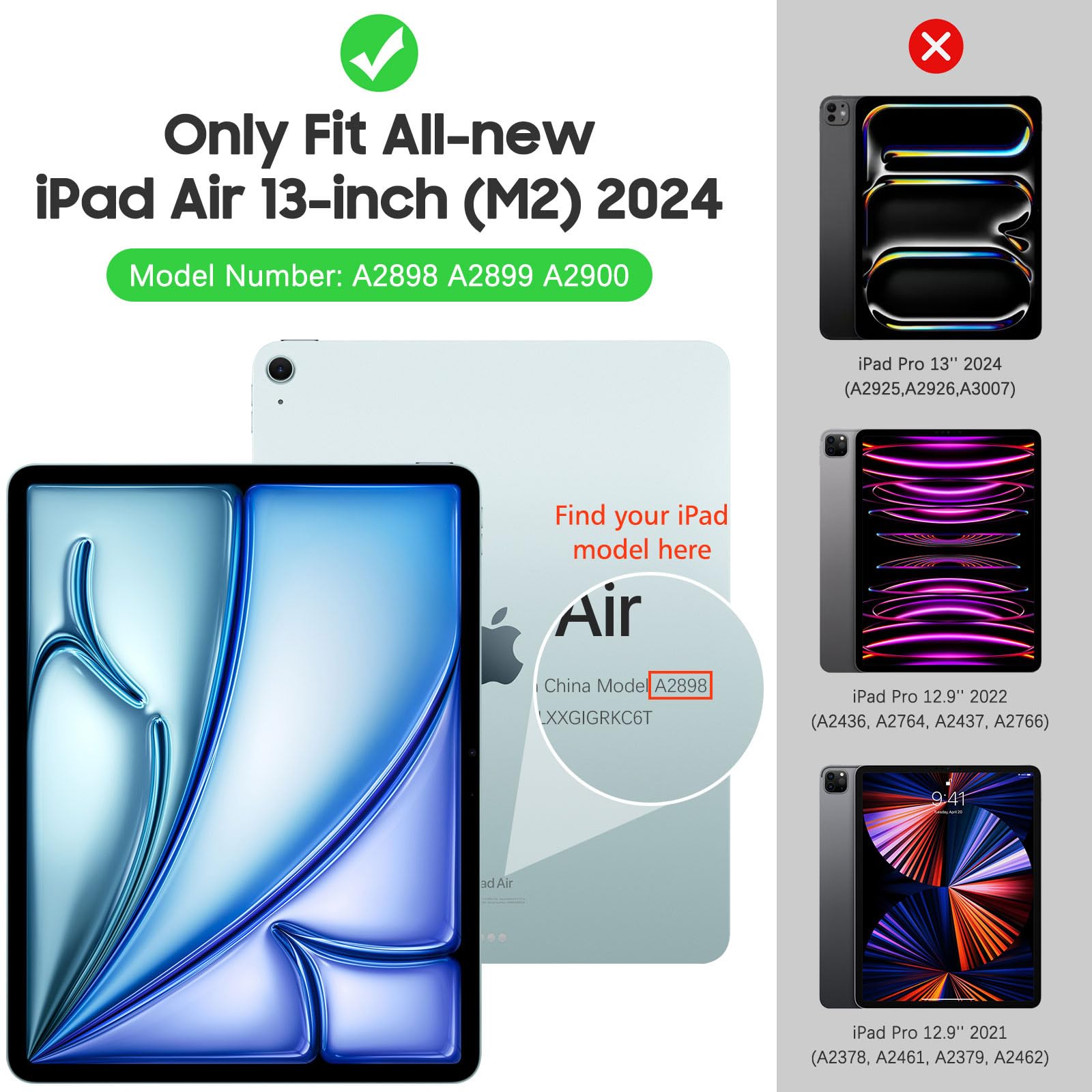 MoKo for iPad Air 13 Inch Case M2 2024 with Pencil Holder, iPad Air 13 Case, [Built in Screen Protector], iPad Air 13' Case with Clear Back & Magnetic Multi Angle Stand Cover, Purple