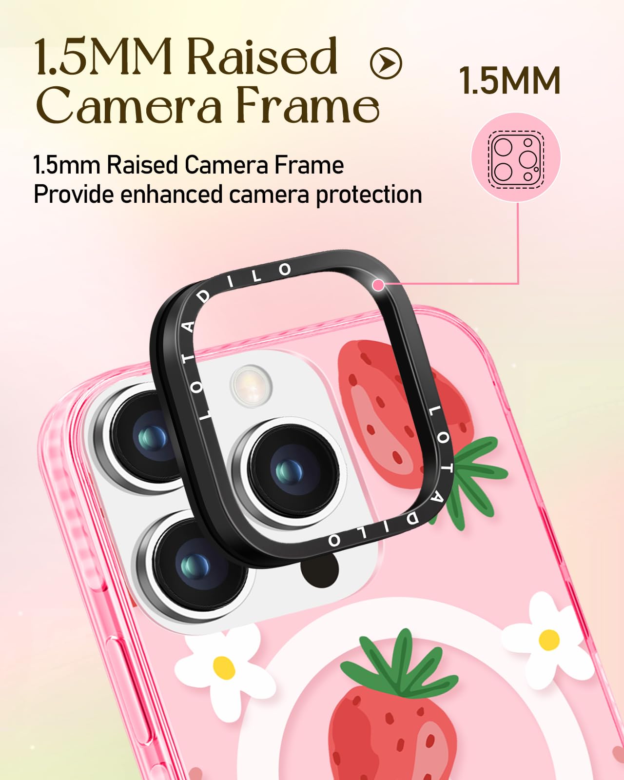Lotadilo For Iphone 13 Pro Case For Women Girls - Cute Design Compatible With Magsafe Magnetic Ring Holder Stand Strawberry Flow