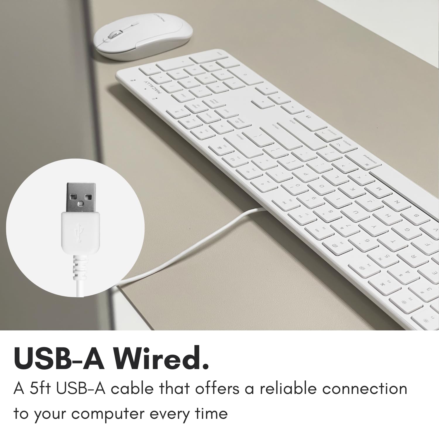 Macally Slim Usb Wired Keyboard For Mac And Windows Pc - Full Size 104 Key Layout & 16 Shortcut Keys - Scissor Keycaps For Smoot