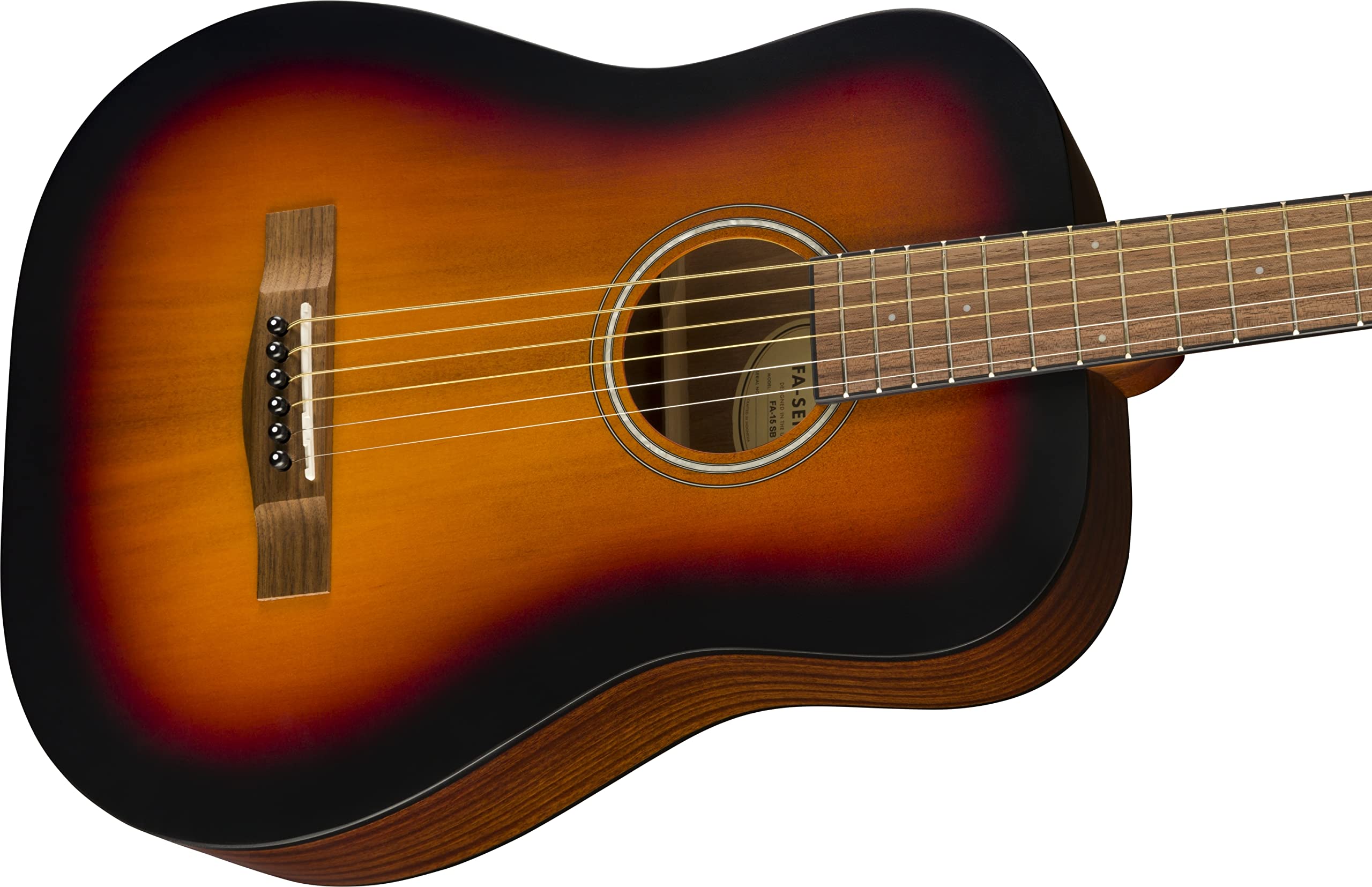 Fender Fa-15 3/4 Scale Steel String Acoustic Guitar, With 2-Year Warranty, Sunburst, With Gig Bag