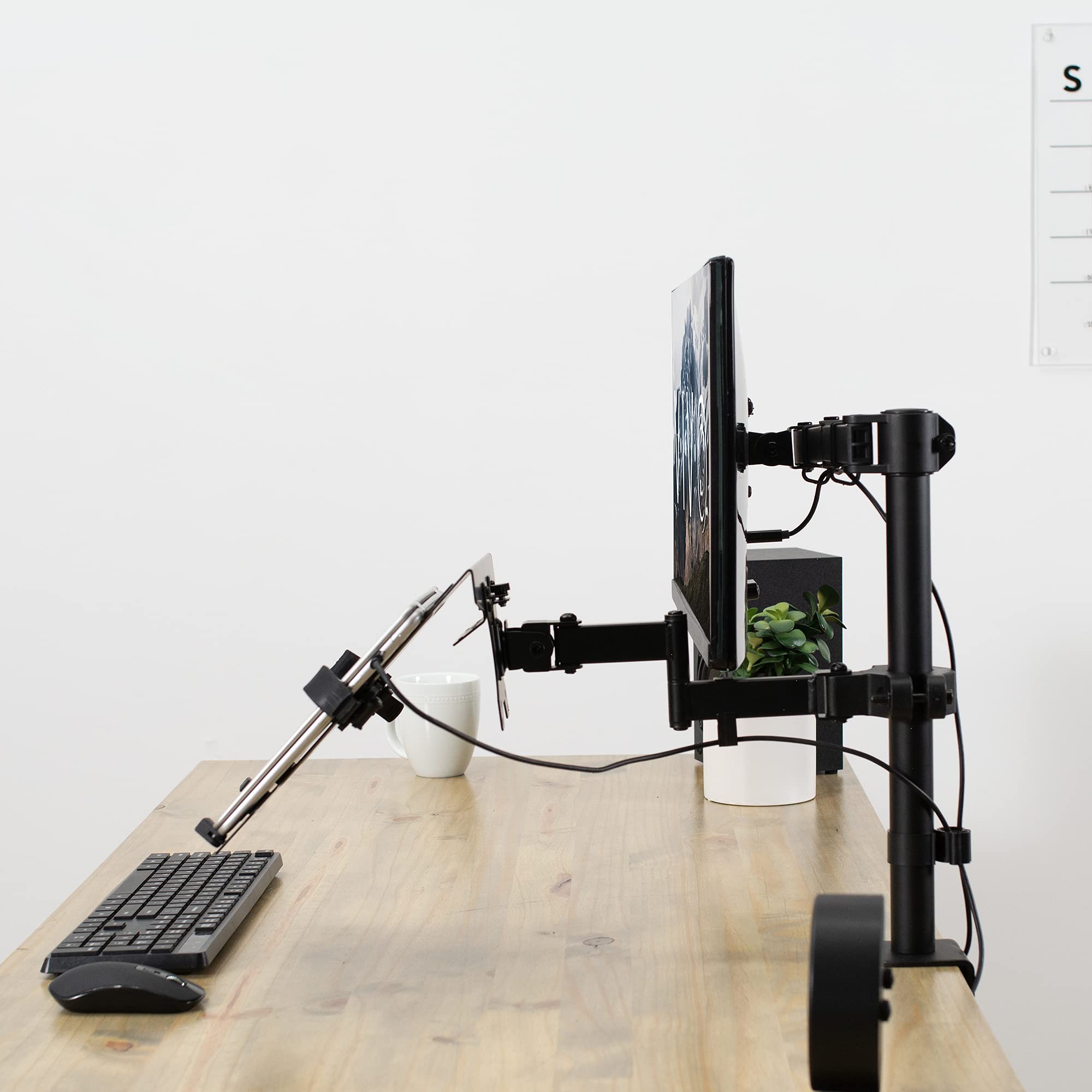 Vivo Steel Universal Full Motion Pole Mount Laptop Holder Arm With Removable 75Mm And 100Mm Vesa Plate, Fits 10 To 15.6 Inch Lap