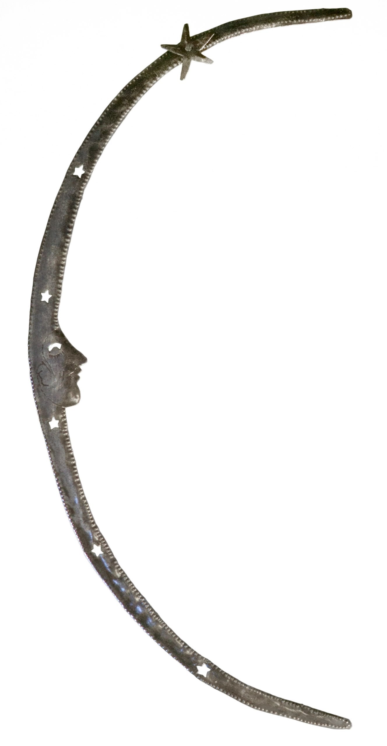 Le Primitif Galleries Haitian Recycled Steel Oil Drum Outdoor Decor, 10.5 By 26.25Inch, Skinny Moon
