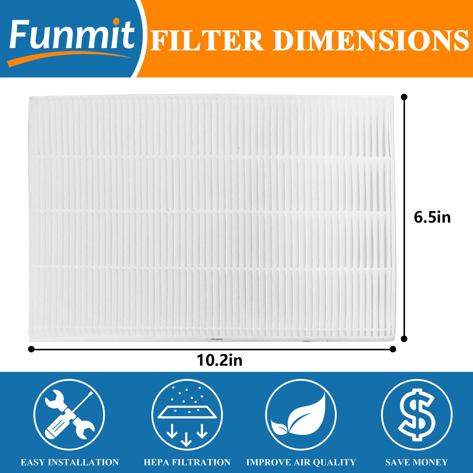 Funmit True HEPA R Air Purifier Filter Replacement 6 Pack Compatible with Honeywell HPA100 HPA200 HPA300 Series HRF-R3 HRF-R2 HRF-R1